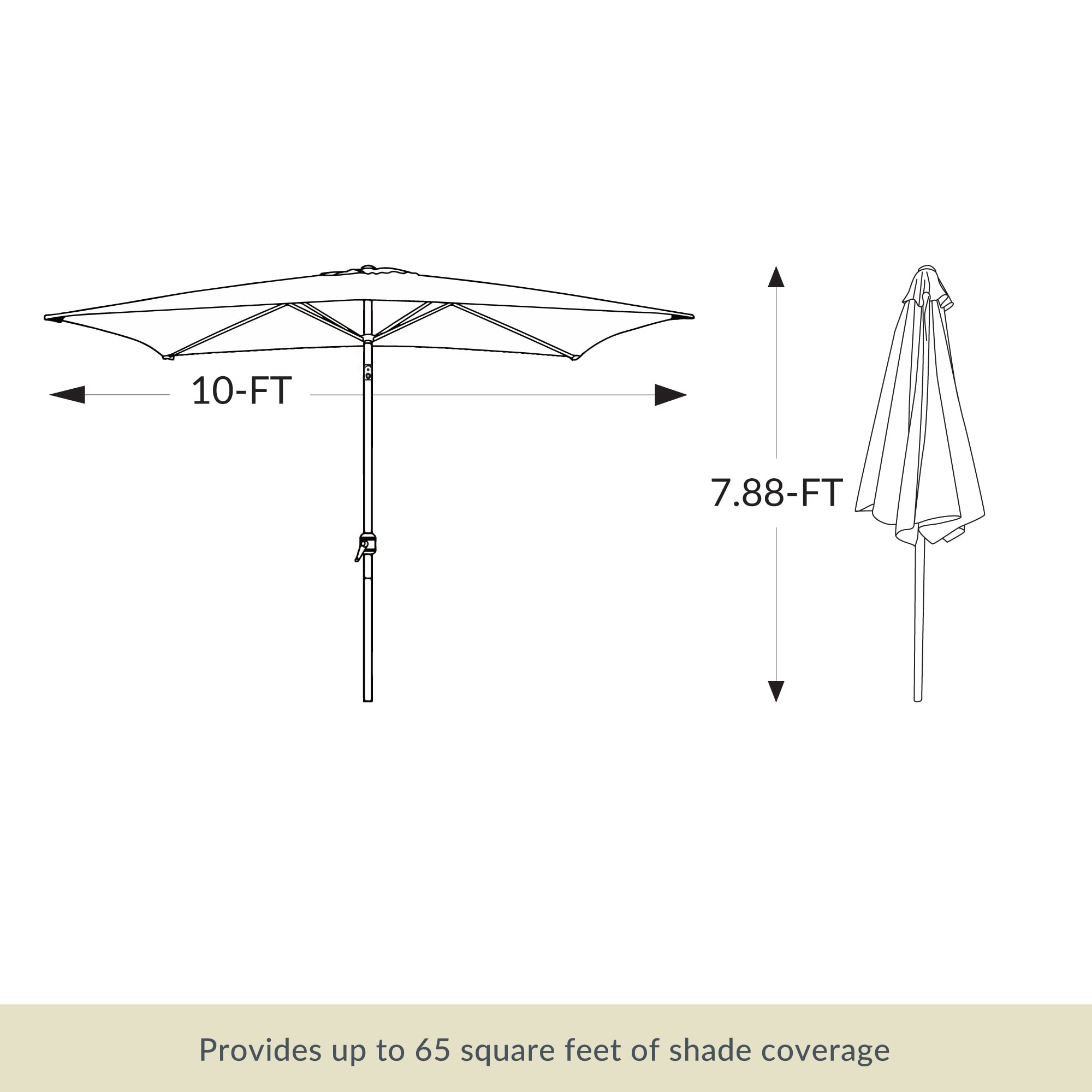 Outdoor LED Market Umbrella with 8 Bright Bulbs - 9ft Rectangle Patio Umbrella for Deck, Poolside & Backyard - Waterproof Sun Shade with Easy Crank Handle