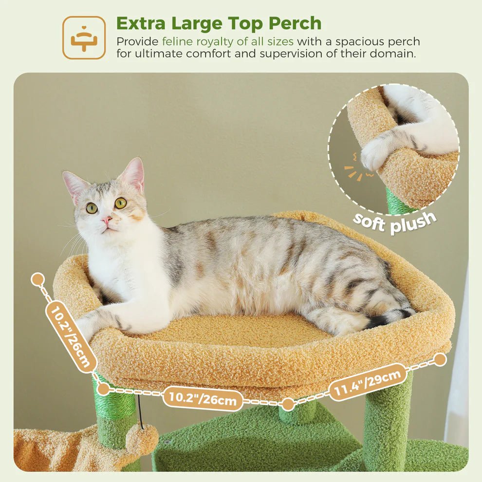 Premium Large Cat Tree Condo for Indoor Cats - 71 Inches Tall, Brown & Green - Perfect for Play, Climbing & Scratching in Home or Office