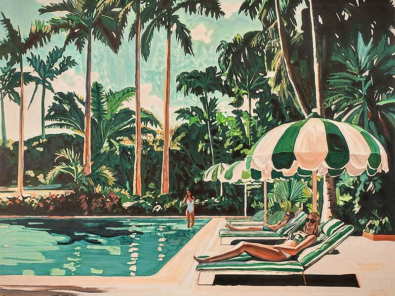 Flamingo Cocktail Canvas Art Print - Tropical Beach Party & Home Bar Decor Wall Art