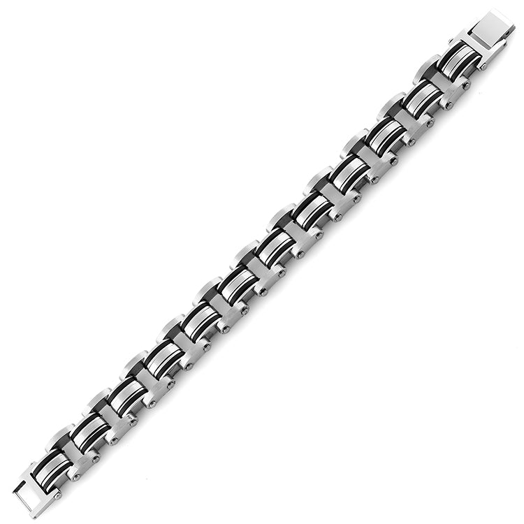 Stainless Steel Rubber Layered Bracelet for Men & Women - Durable Waterproof Fashion Jewelry for Daily Wear, Gym, Workout & Outdoor Activities