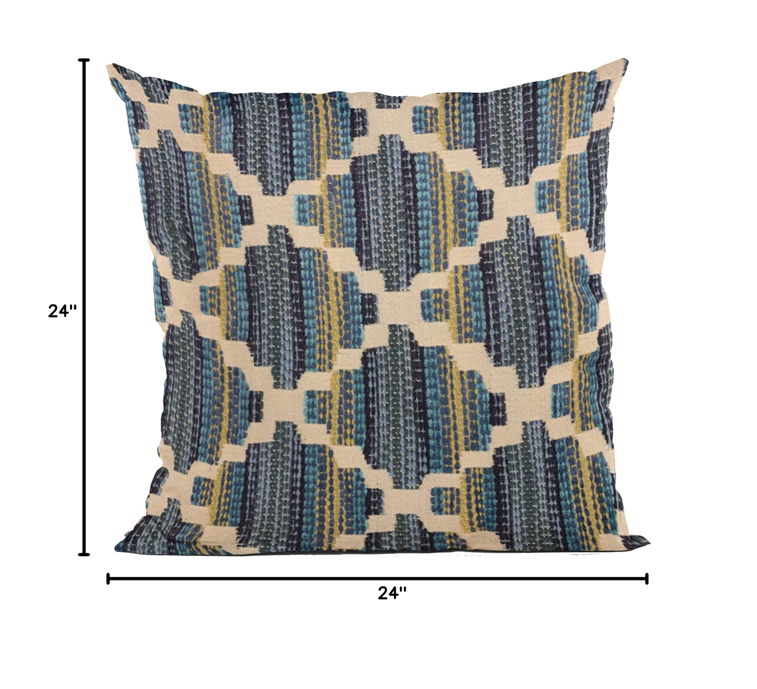Luxury Blue Diamond Throw Pillow 24x24 Inches - Double Sided Decorative Cushion for Sofa, Bed & Home Decor - Plutus Brands Soft Pillow Cover for Living Room, Bedroom & Office