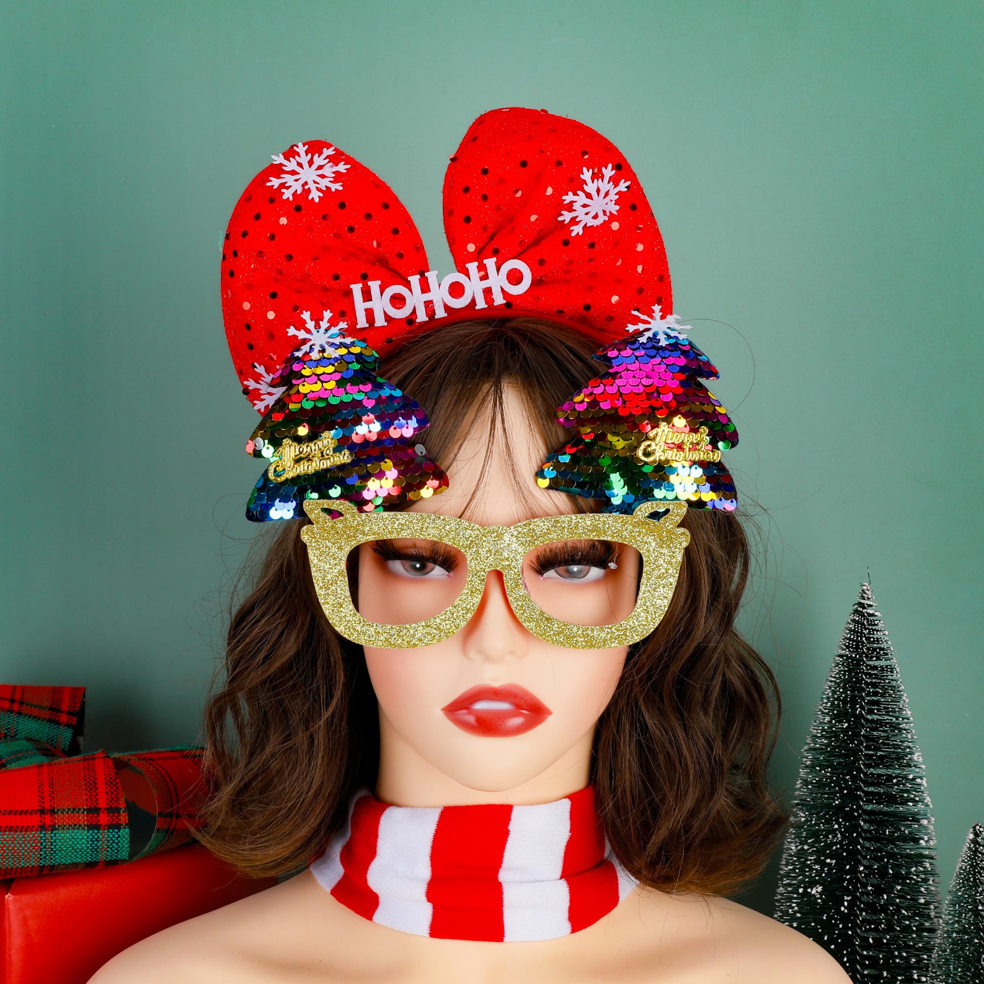 Christmas Party Favors - Cute Glasses Headbands Set for Women & Girls | Fun Holiday Accessories with Glasses Frames | Perfect for Christmas Parties, Costume Events & Photo Booths