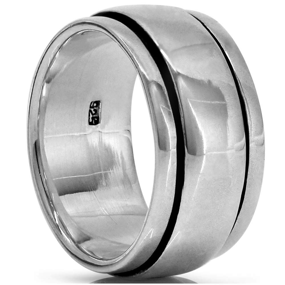 VY JEWELRY 925 Sterling Silver Heavy Men's Ring - Solid Plain Silver Band, Size 7-13 - Perfect for Wedding, Engagement, Anniversary & Everyday Wear