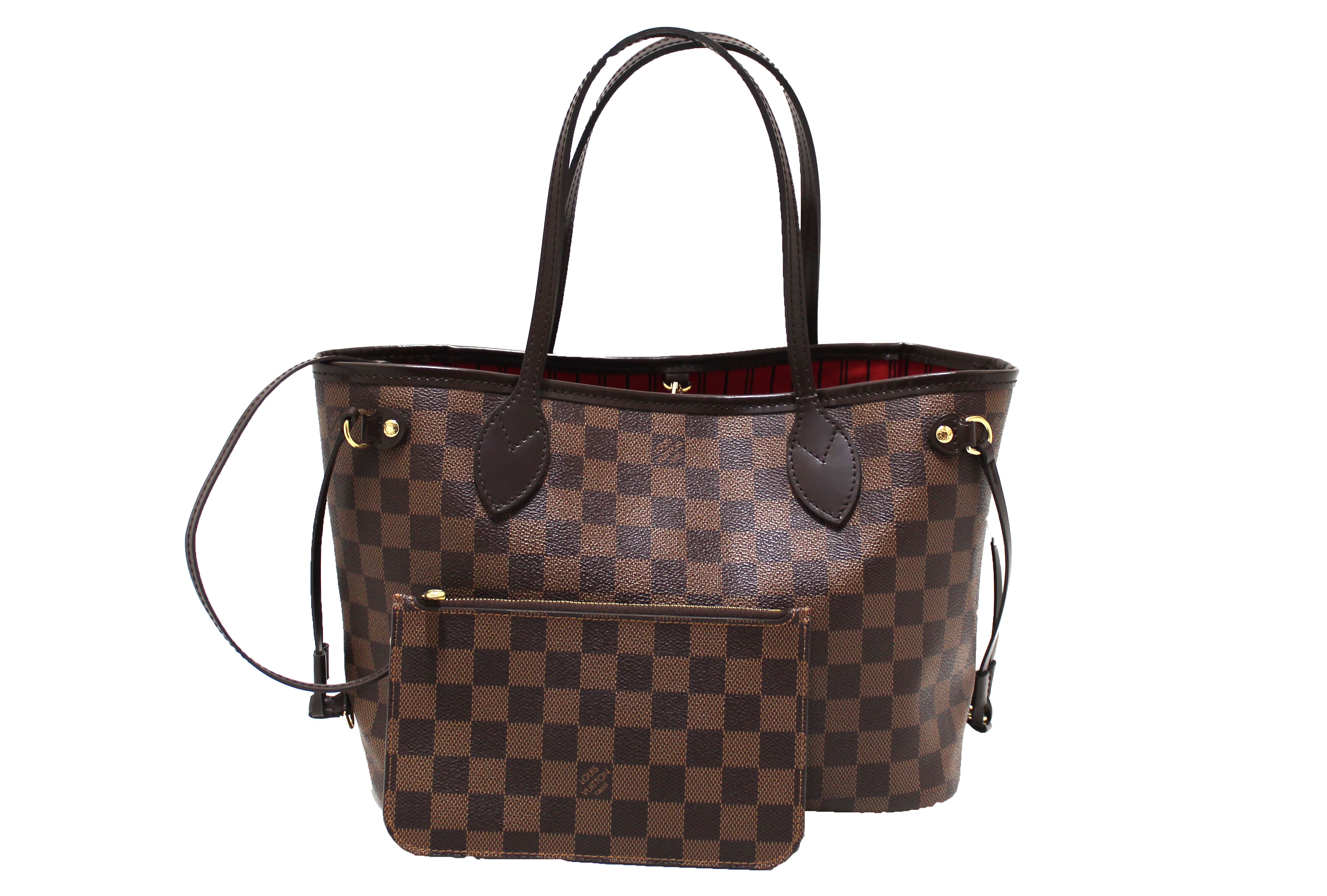 Authentic Louis Vuitton Damier Ebene Canvas Neverfull PM Tote Bag - Luxury Designer Shoulder Bag for Women, Perfect for Work, Travel & Everyday Use