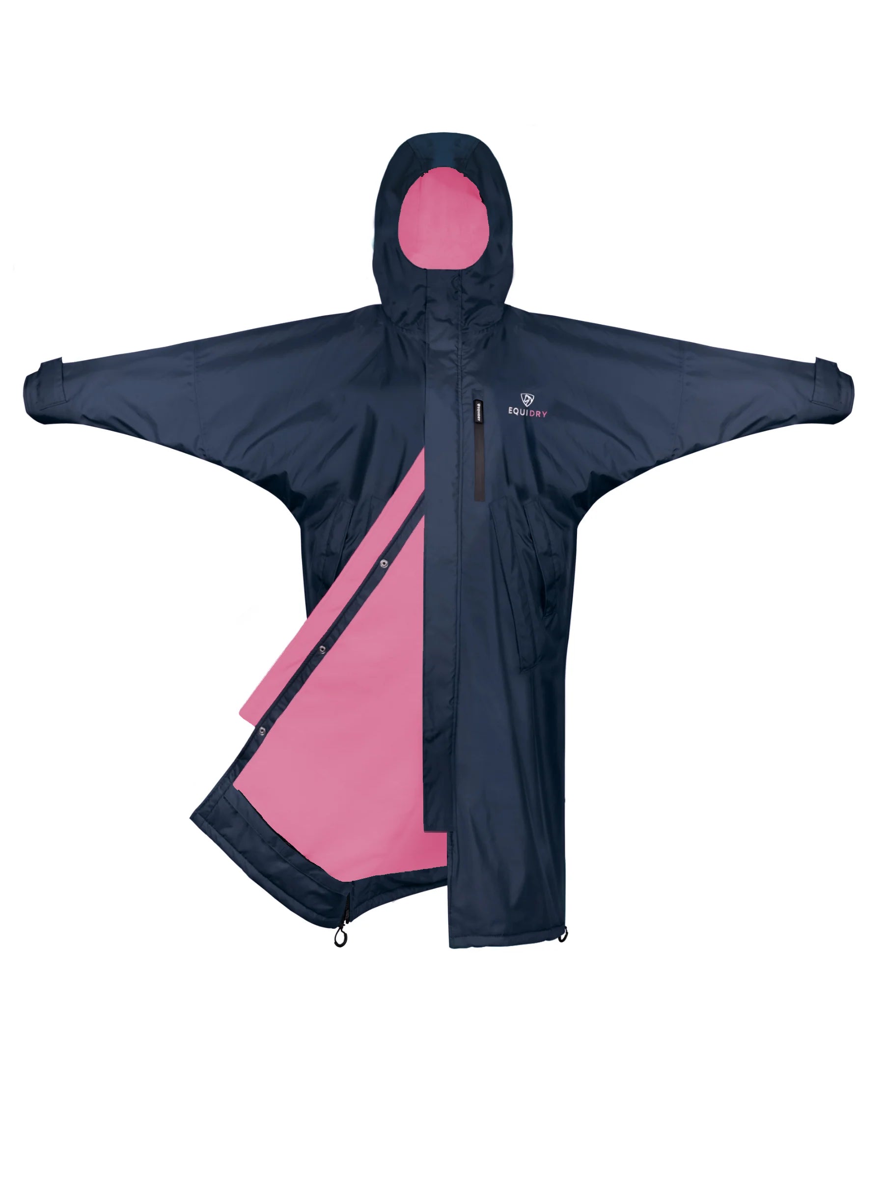 Evolution Women's Thin Fleece Hoodie - Soft & Warm Fixed Hood Pullover Sweatshirt in Navy/Penelope Pink | Cozy Loungewear for Casual Outings & Winter Comfort