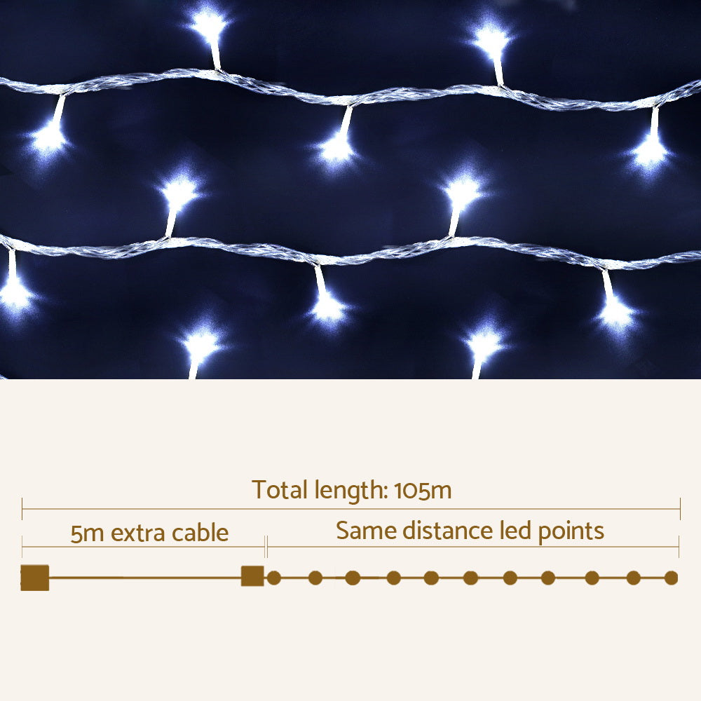 100M Christmas Lights String - 500 LED Cool White Fairy Lights for Indoor & Outdoor Holiday Decorations - Perfect for Christmas Trees, Home, Yard, and Party Decor