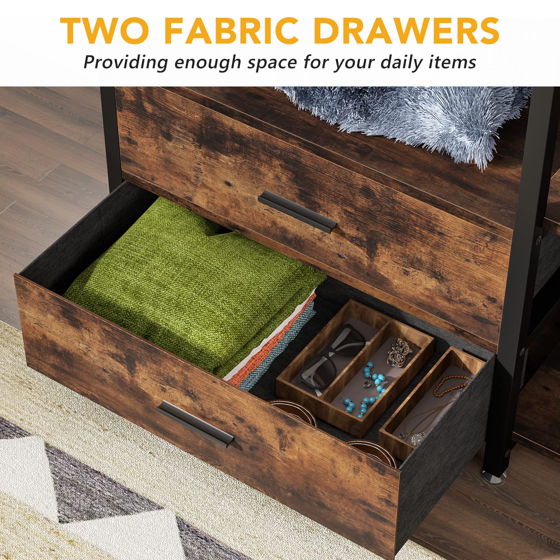 Tribesigns Freestanding Closet Organizer - Heavy Duty Garment Rack with Drawers & Shelves, Rustic Brown Wardrobe Storage for Bedroom, Living Room & Dorm - Perfect for Hanging Clothes, Organizing Accessories & Maximizing Small Spaces
