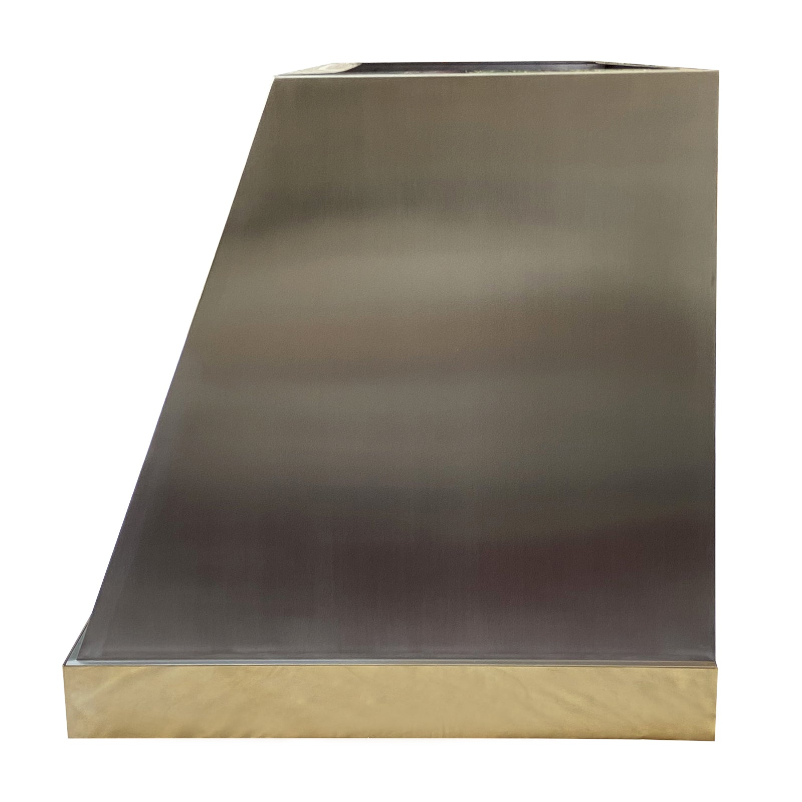 Premium RHM Angled Brushed Stainless Steel Range Hood with Brass Trim - Model H31 BT SAH for Andie - Perfect for Modern Kitchen Ventilation & Luxury Home Decor