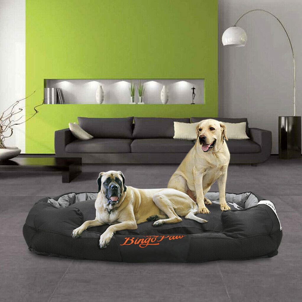 BingoPaw Extra Large Orthopedic Dog Bed - Durable Waterproof Oxford Fabric Pet Cushion with Bolster - Comfortable Support for Large & Giant Breed Dogs - Perfect for Indoor & Outdoor Use in Living Room, Patio or Kennel