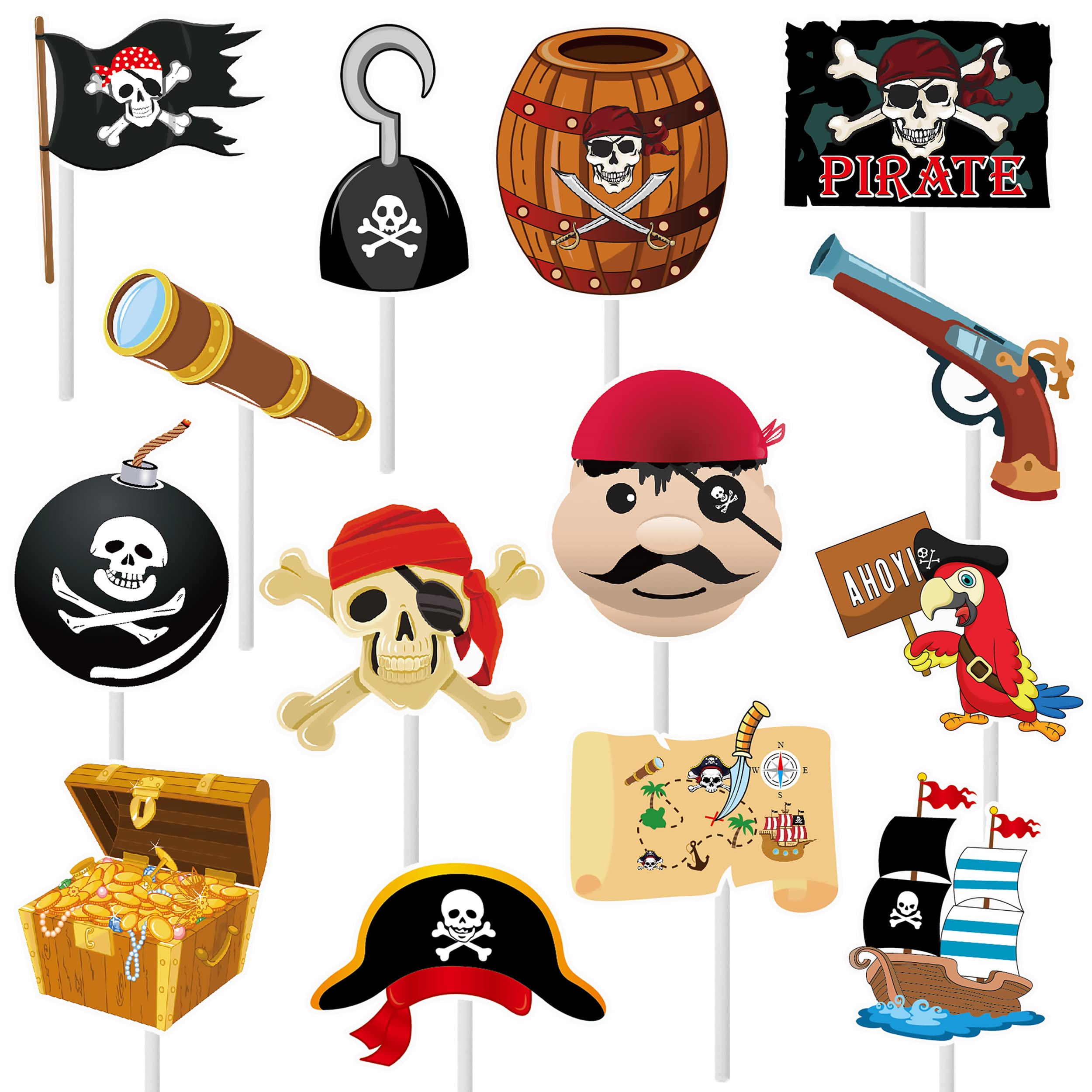 36PCS Pirate Cupcake Toppers - Pirate Party Decorations, Nautical Sailing Cake & Cupcake Picks for Pirate Theme Birthday Party, Baby Shower Supplies - Perfect for Pirate Themed Events, Kids Birthday Cakes & Ocean Adventure Parties
