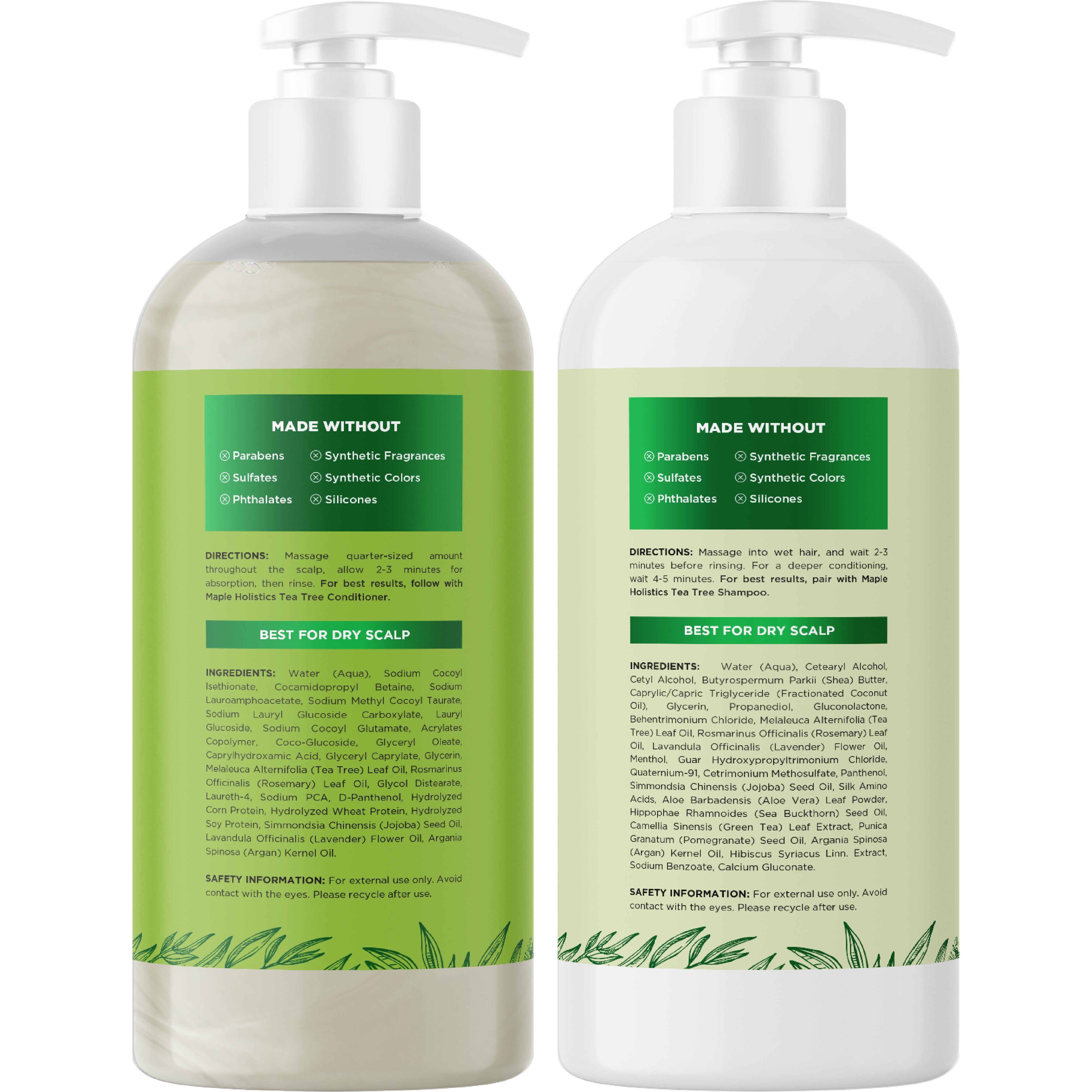 Tea Tree Shampoo and Conditioner Set for Hair Growth & Scalp Care - Natural Dandruff Treatment & Volumizing Hair Care - Perfect for Daily Use & Sensitive Scalp
