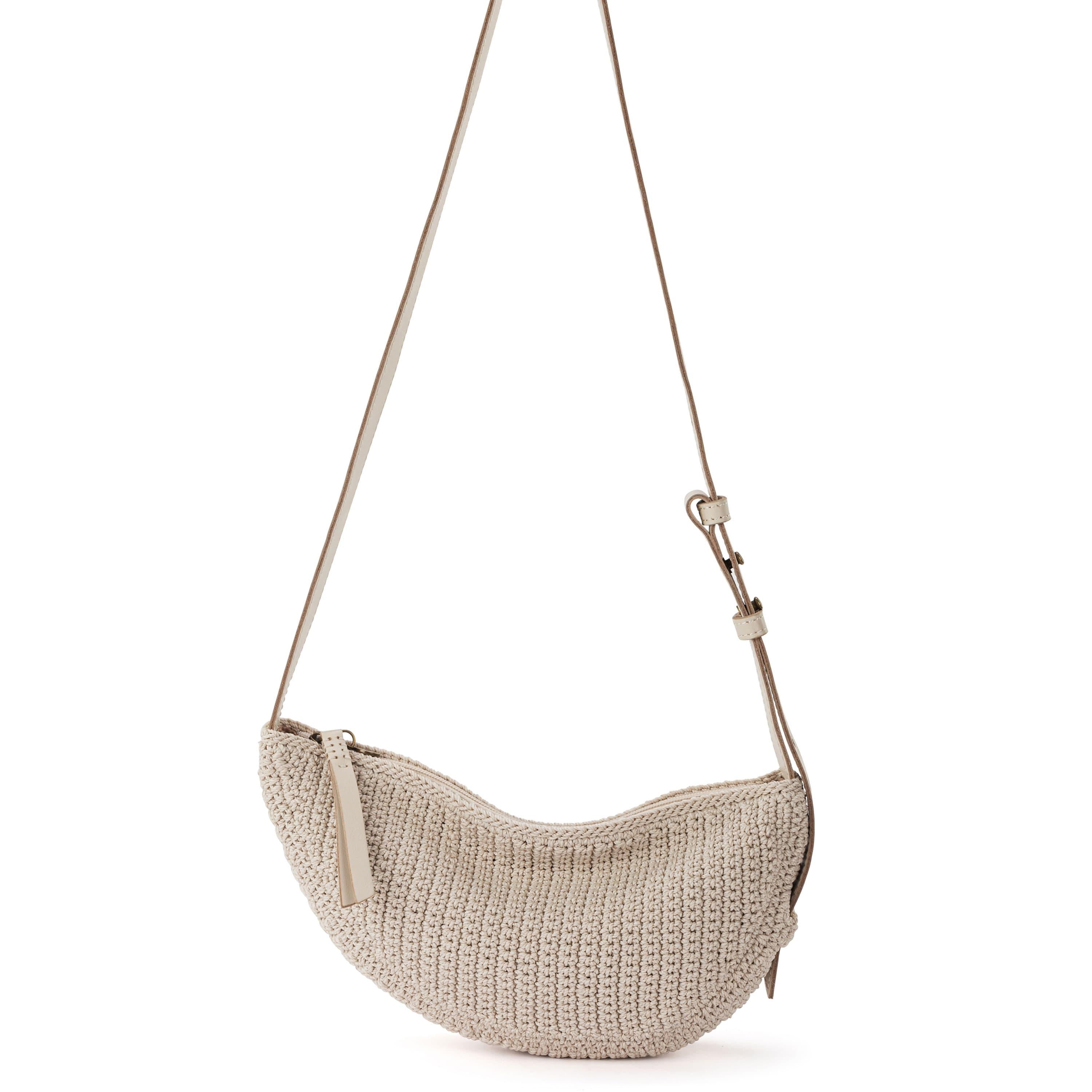 Handmade Crochet Tess Sling Bag in Ecru - Boho Chic Shoulder Purse for Women, Perfect for Beach, Travel & Everyday Use