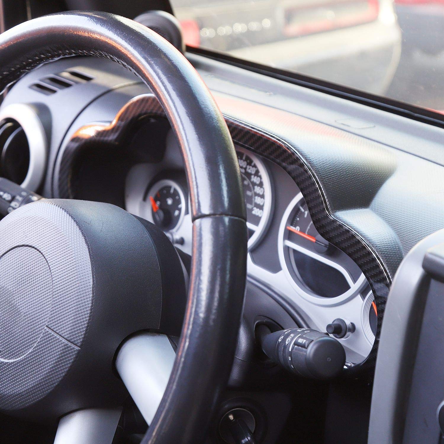 JeCar Carbon Fiber Dash Cover Trim for Jeep Wrangler JK & Unlimited 2/4 Door (2007-2010) | Interior Accessories | Upgrade Your Ride's Style & Protection