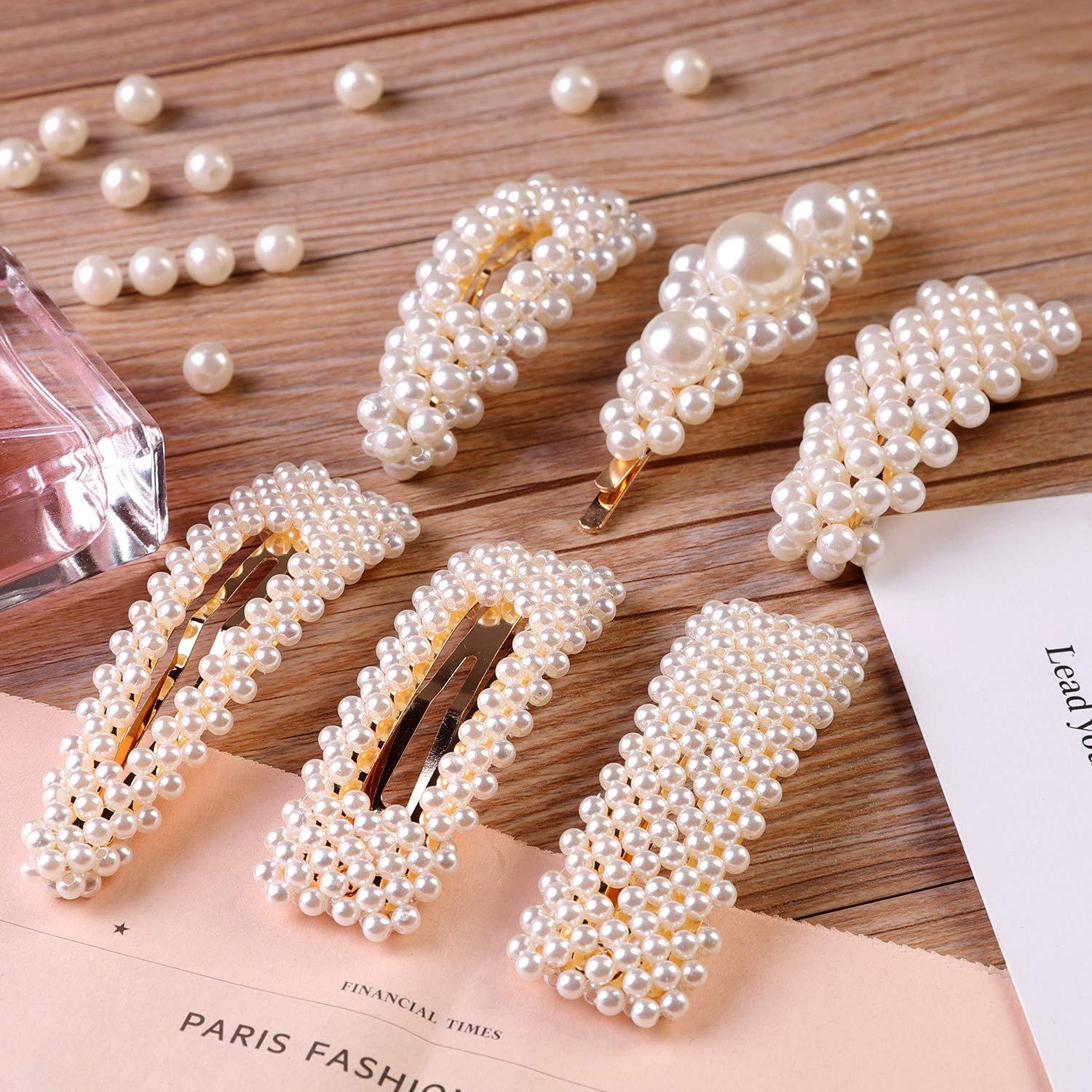 FAMEZA 12 Pcs Large Pearl Hair Clips for Women - Elegant Handmade Hair Barrettes & Pins, Fashion Hair Accessories for Girls, Wedding, Party & Daily Use