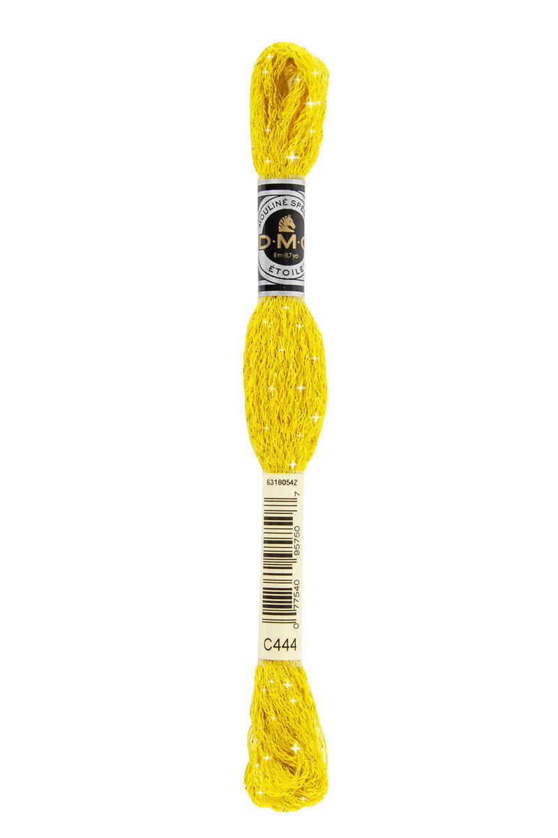 DMC C444 Mouliné Étoile Shimmer Embroidery Floss - Dark Lemon (6-Strand Metallic Thread) for Hand Embroidery, Cross Stitch & DIY Crafts - Perfect for Christmas Ornaments, Gift Wrapping & Home Decor Projects