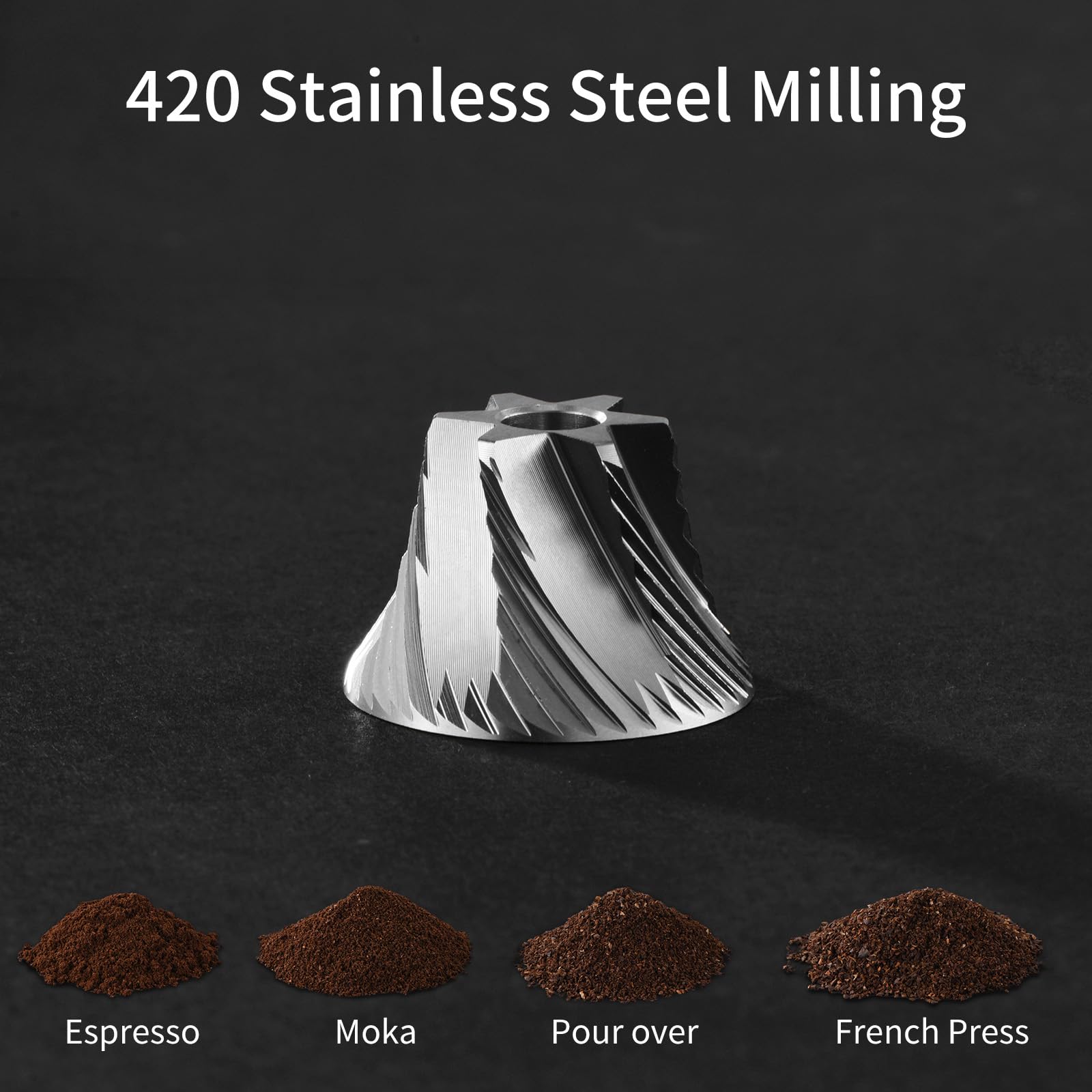 Premium Manual Coffee Grinder by Suvykep - 6-Star Adjustable Hand Coffee Mill with 25g Capacity, CNC Stainless Steel Burr for Espresso - 55 Precise Grind Settings for French Press, Pour Over & Cold Brew - Portable Silver Coffee Grinder for Home, Office & Camping Use