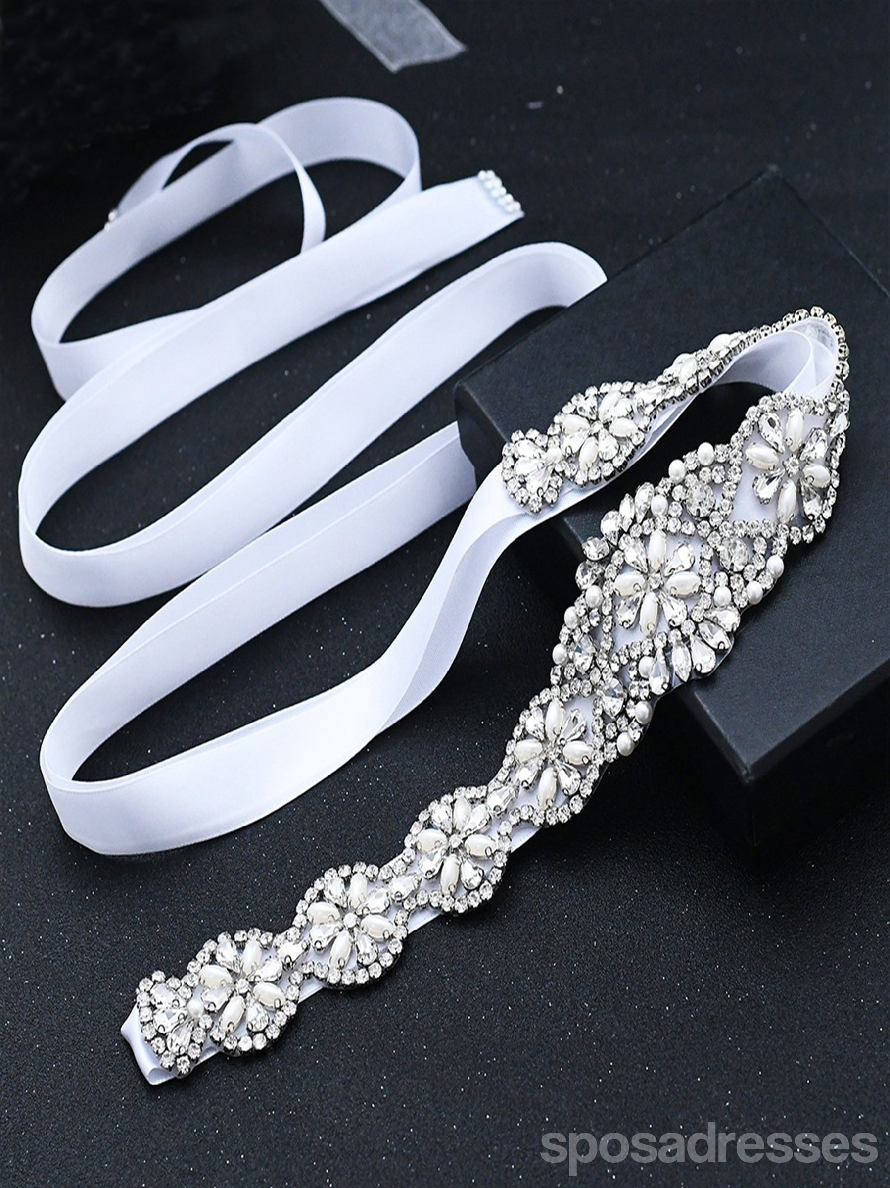 Elegant Beaded Luxury Wedding Sash for Brides - Perfect for Bridal Gowns, Bridal Showers & Special Occasions - Style S161