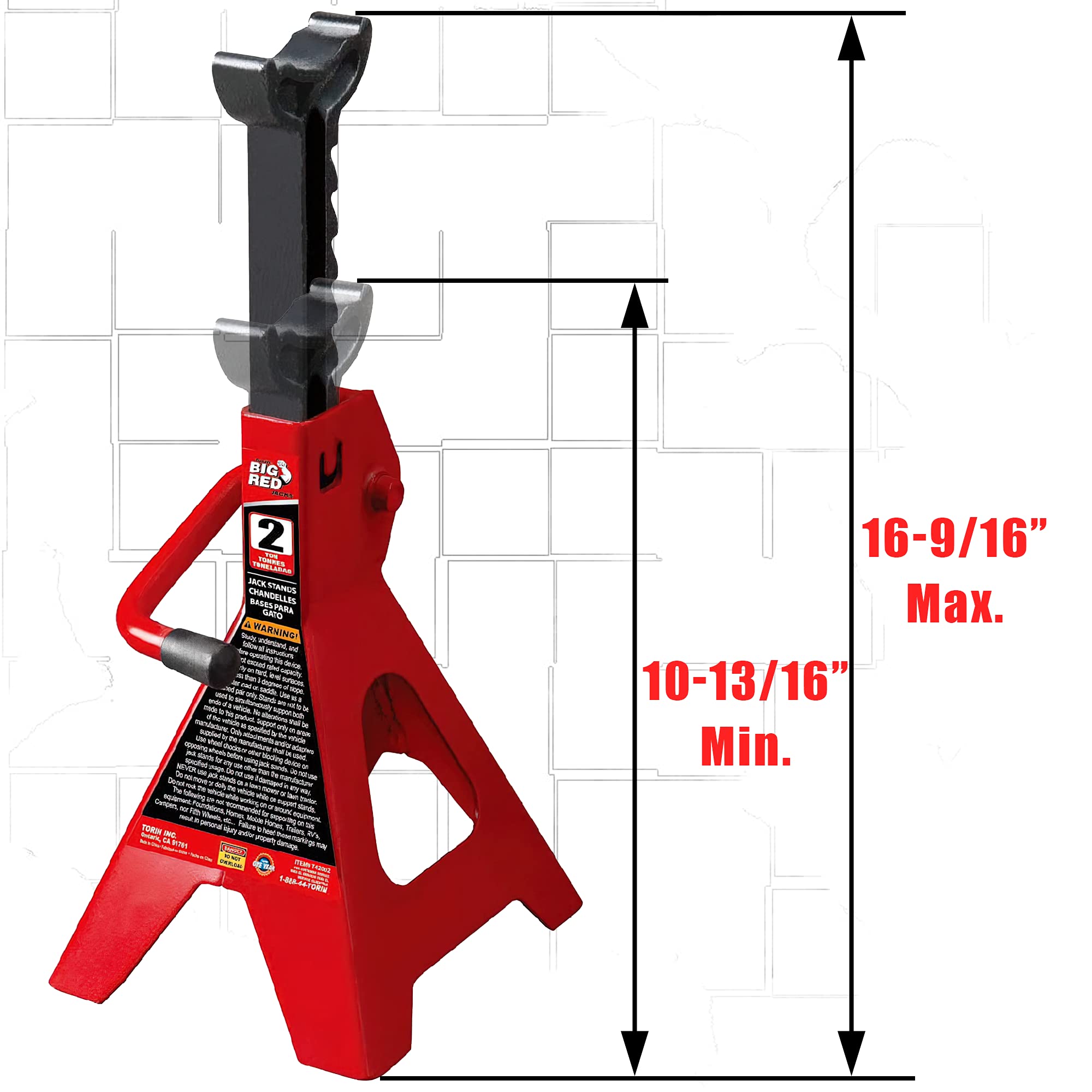 Torin T42202 2 Ton (4,000 lb) Capacity Steel Jack Stands - Heavy Duty Red Car Jack Stands for Vehicle Support, Auto Repair & Maintenance - 1 Pair