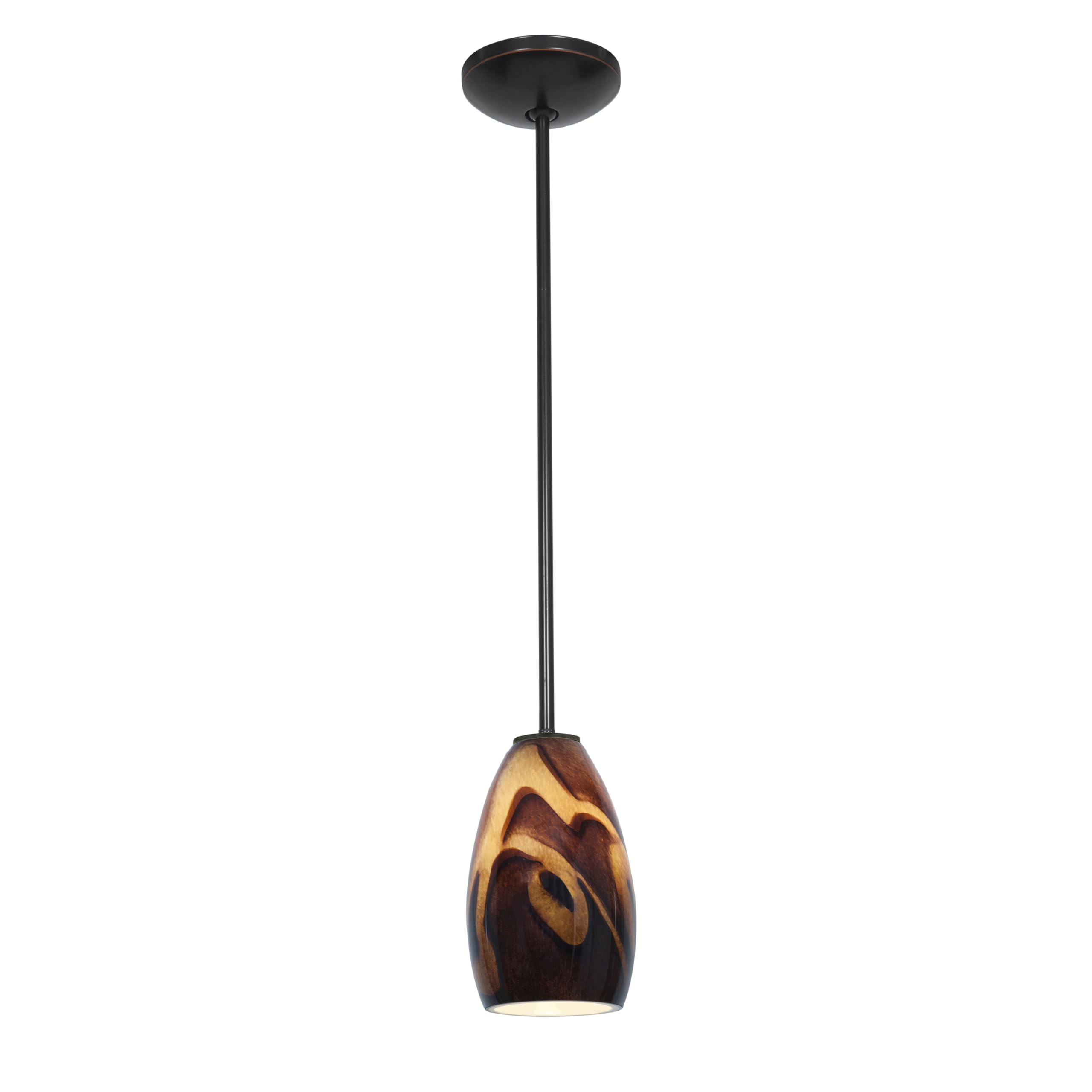 Champagne Glass Pendant Light Fixture - 1-Light Oil Rubbed Bronze Ceiling Pendant with Inca Glass Shade - Elegant Dining Room Lighting for Kitchen Island, Bar or Entryway