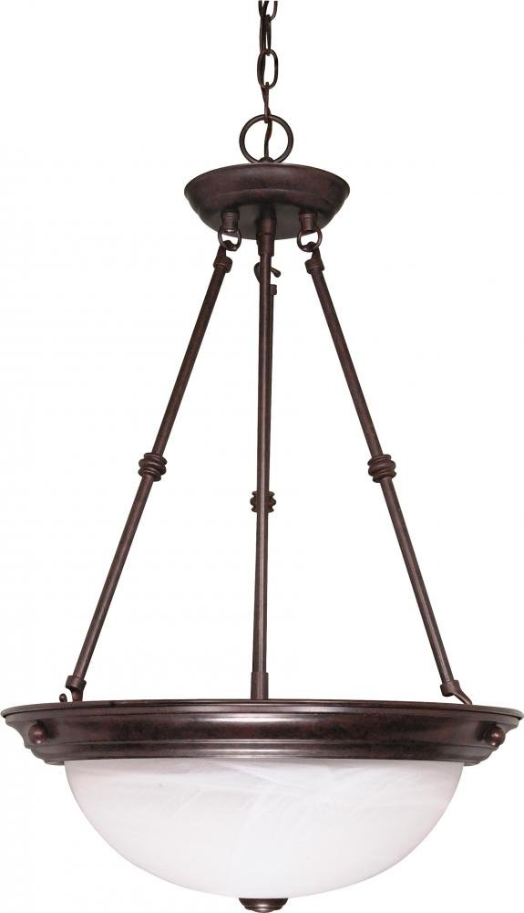 Nuvo Lighting 60/211 Three Light Pendant - Old Bronze Finish with Alabaster Glass Shades | Elegant Dining Room, Kitchen Island or Entryway Lighting Fixture