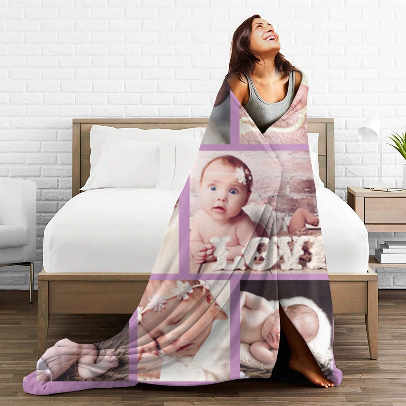 Custom Photo Blanket - Personalized Throw Blanket with Your Picture & Text | Gift for Baby, Mother, Father, Friends, Lover, Dog & Pet | Birthday Present | Perfect for Cuddling, Home Decor & Special Occasions