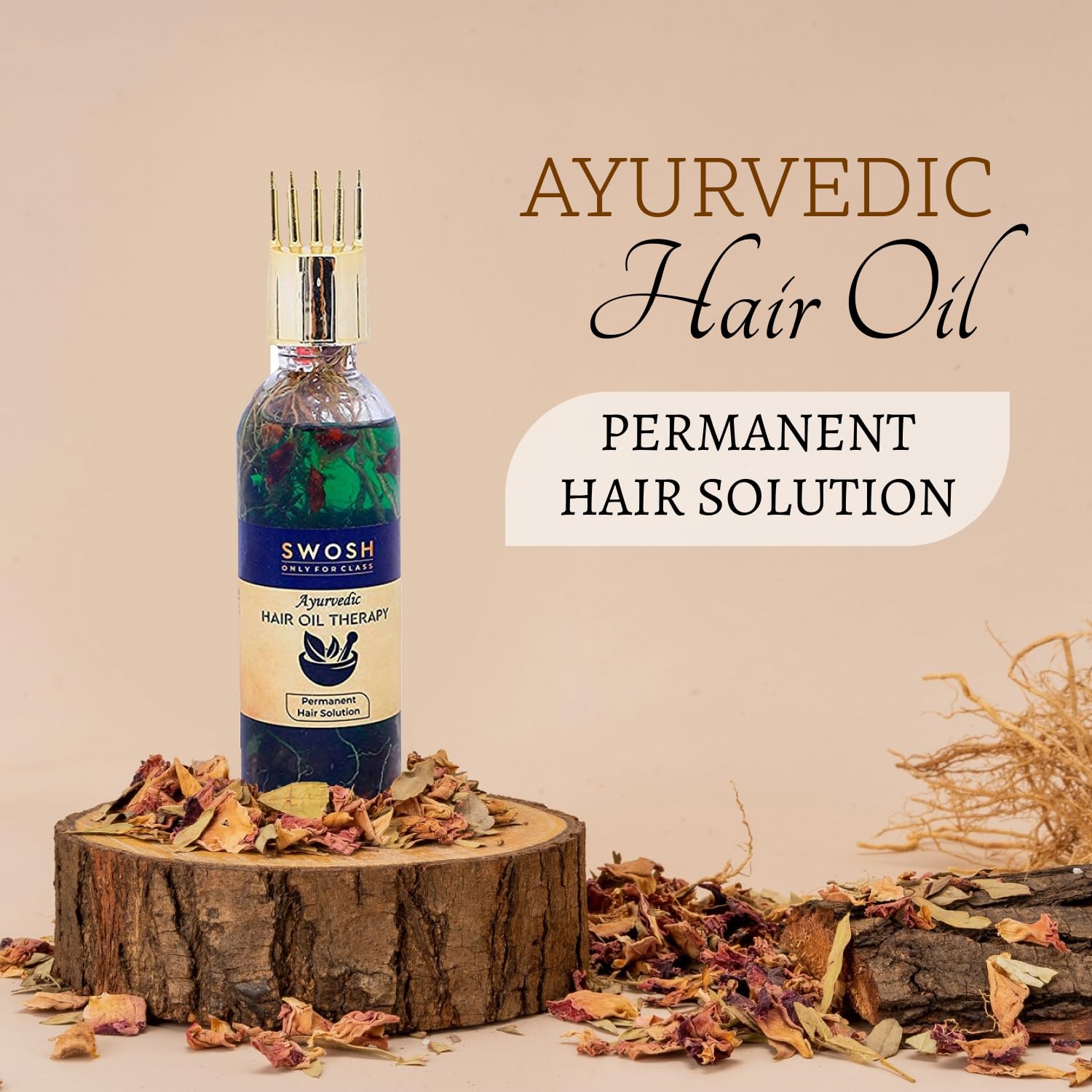 SWOSH 100% Ayurvedic Hair Oil with Bhringraj & Amla - Natural Hair Growth Treatment to Reduce Hair Loss | Paraben, Sulfate & Silicone Free | 100ml | Perfect for Daily Hair Care & Scalp Massage