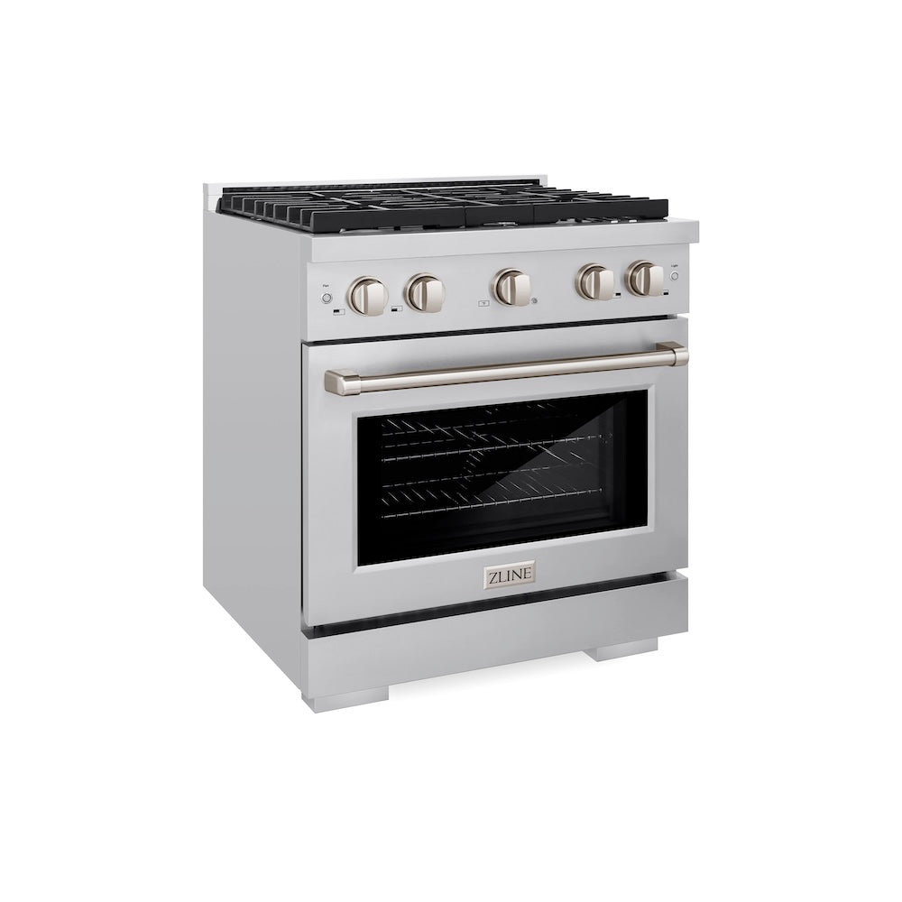 ZLINE 30 Inch 4.2 cu ft Stainless Steel Gas Range with 4 Burner Cooktop & Convection Oven - Perfect for Home Kitchen, Professional Cooking & Entertaining (Model SGR30)