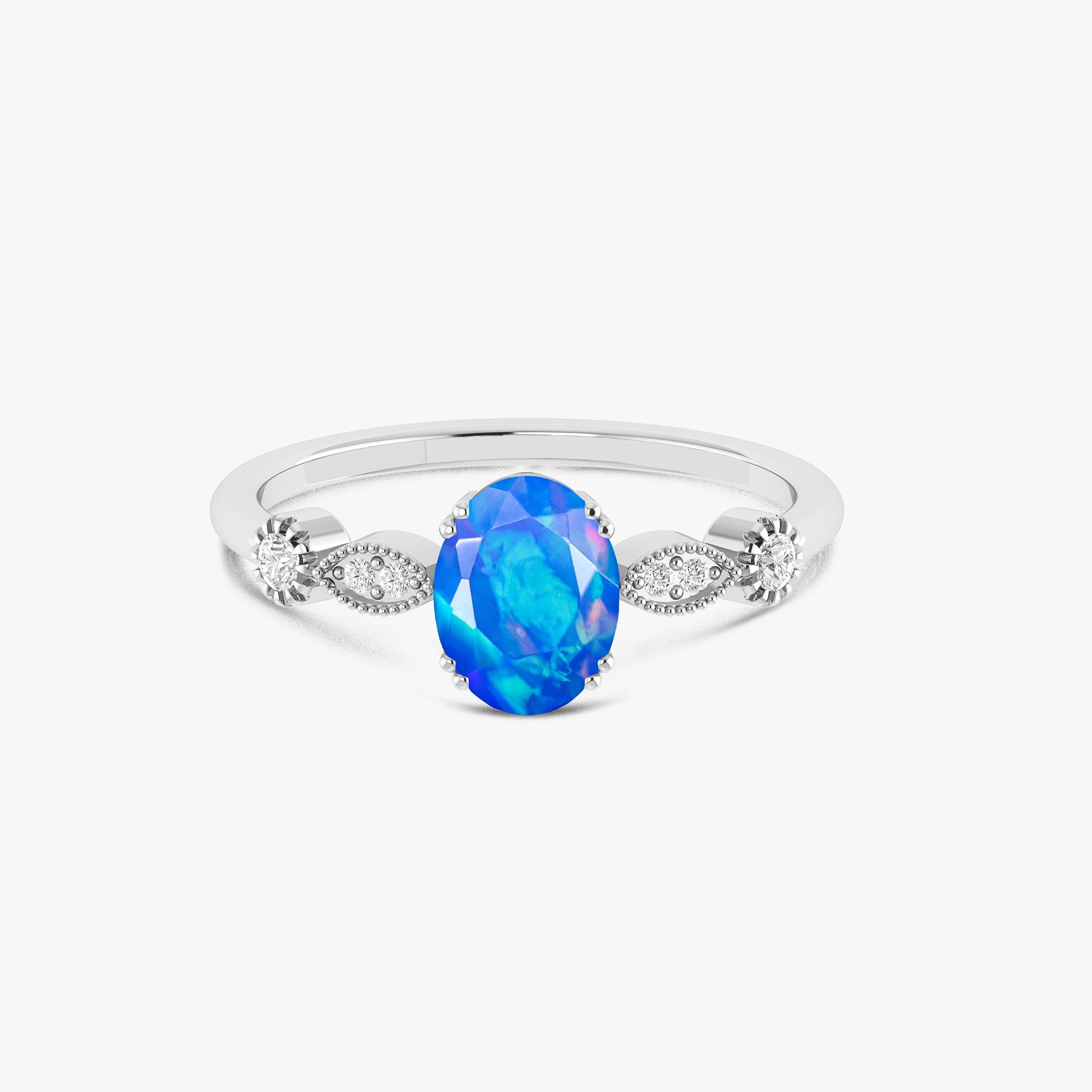 Black Multifire Oval Ethiopian Opal Ring for Women - Elegant Sterling Silver Jewelry Gift for Her, Perfect for Weddings, Anniversaries & Special Occasions