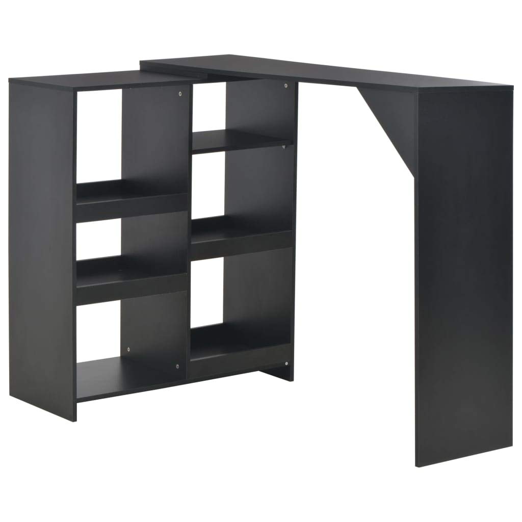 Modern L-Shaped Bar Table with Storage Shelves - 54.3