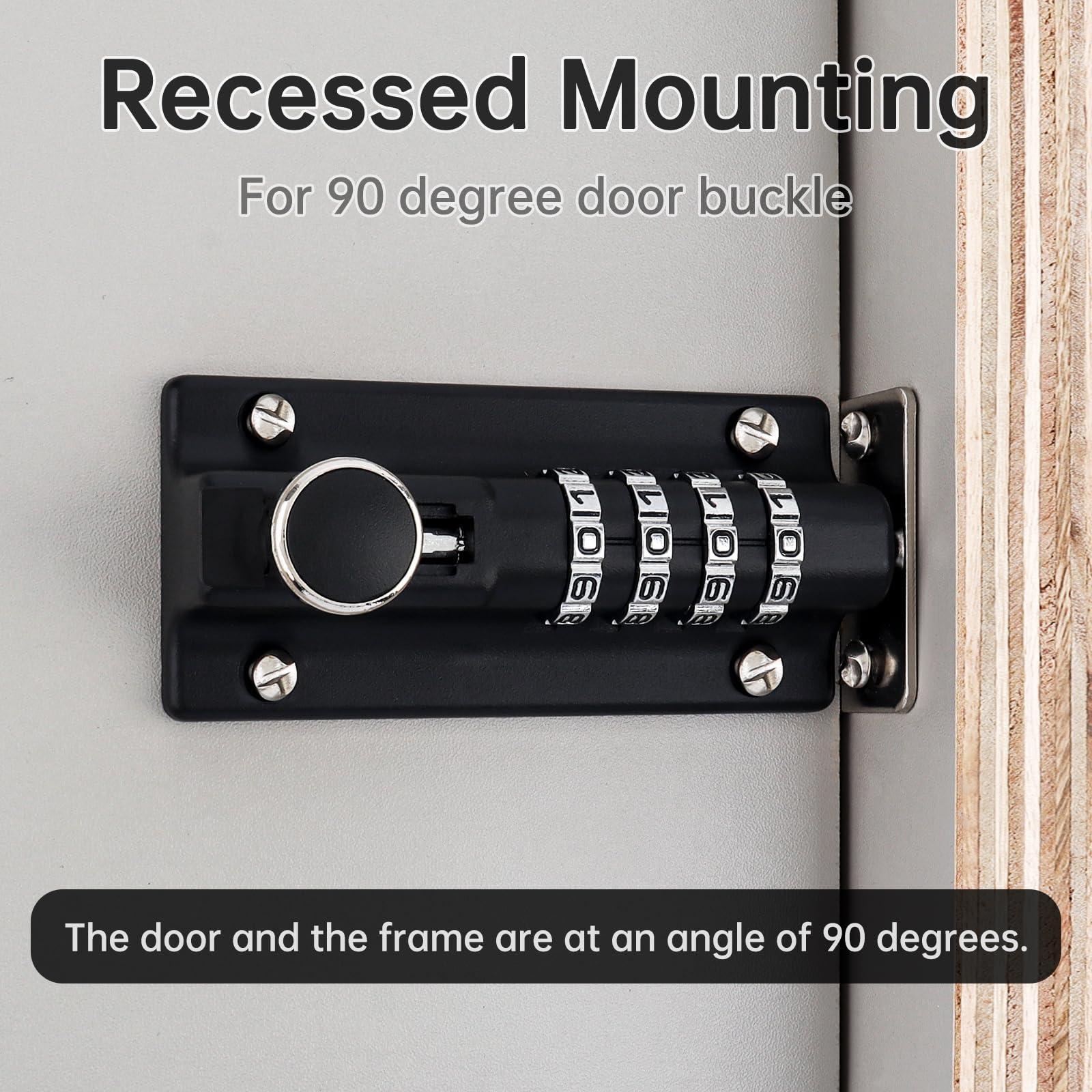 4 Digit Combination Slide Bolt Lock - Heavy Duty Zinc Alloy Security Latch for Shed, Gate & Fence Doors | Keyless Entry Door Lock | Weatherproof & Rust-Resistant Black Finish | Perfect for Home Security, Storage Units & Outdoor Use