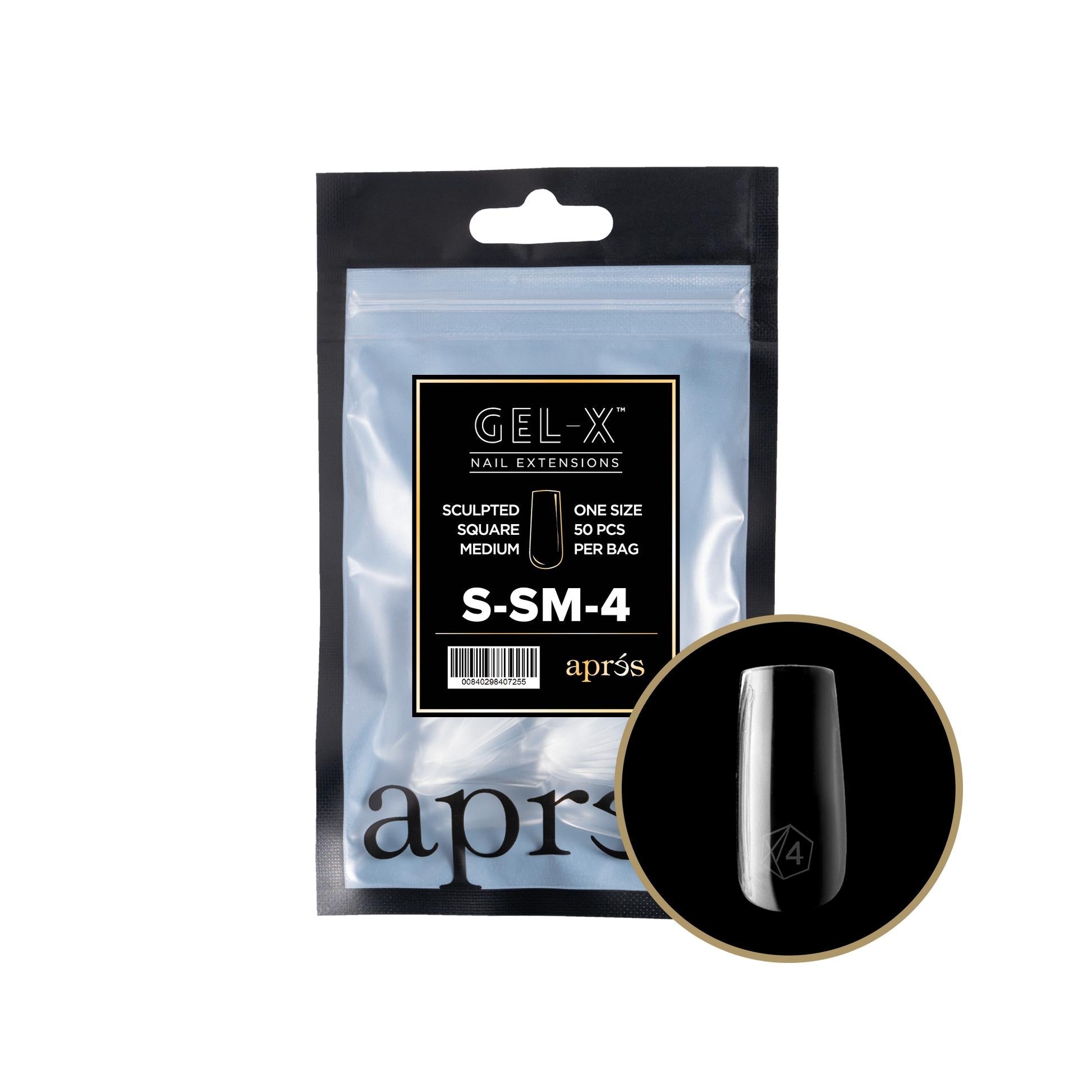 Apres Gel X 2.0 Refill Bags - Sculpted Square Medium Size 4 (50 Pcs) | Professional Nail Extension Kit for Salon & Home Manicure | Perfect for DIY Nail Art & Special Occasions