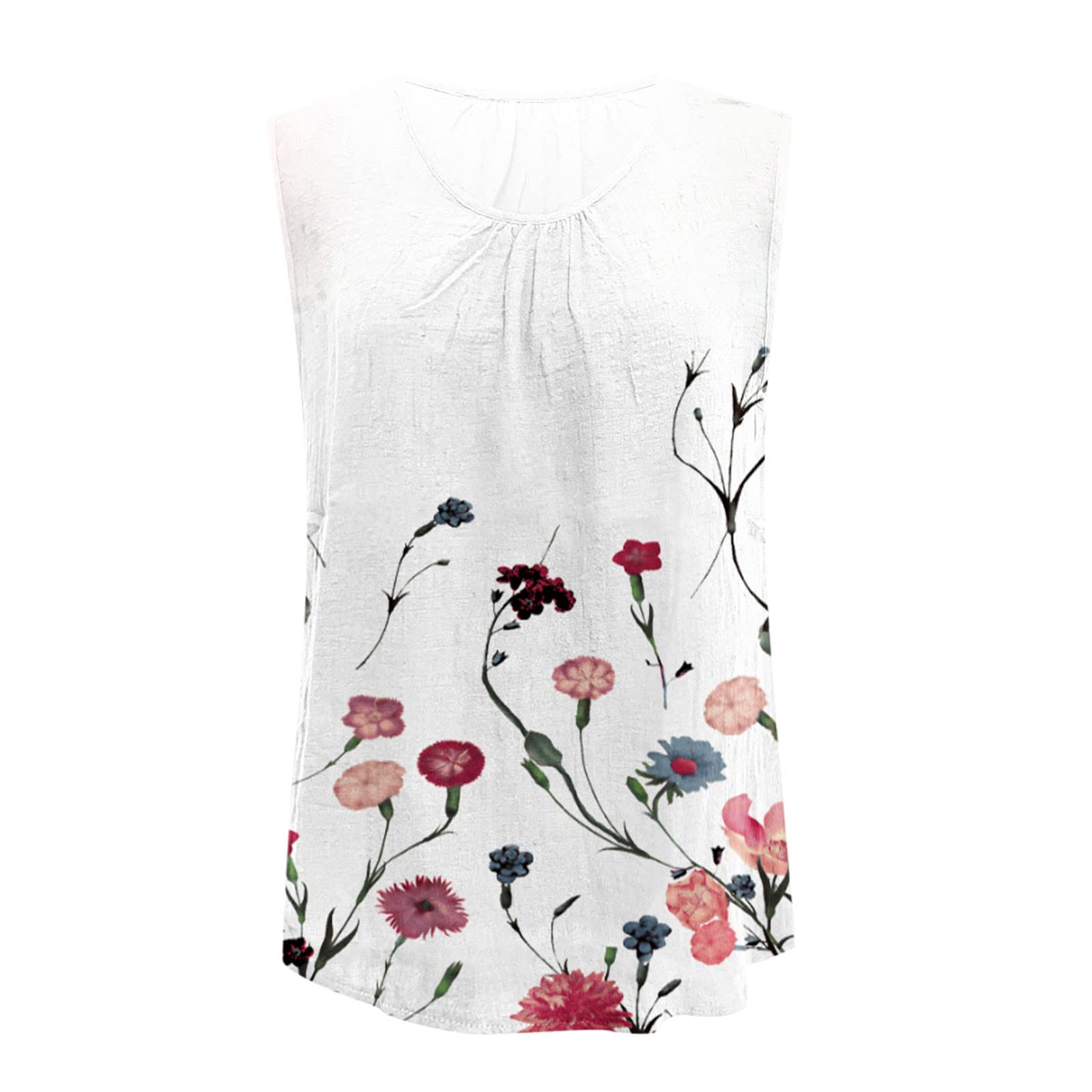 Women's Summer Tops - Casual Scoop Neck Sleeveless Tank Tops with Trendy Floral Print, Flowy Loose Fit Blouse for Beach, Vacation & Everyday Wear