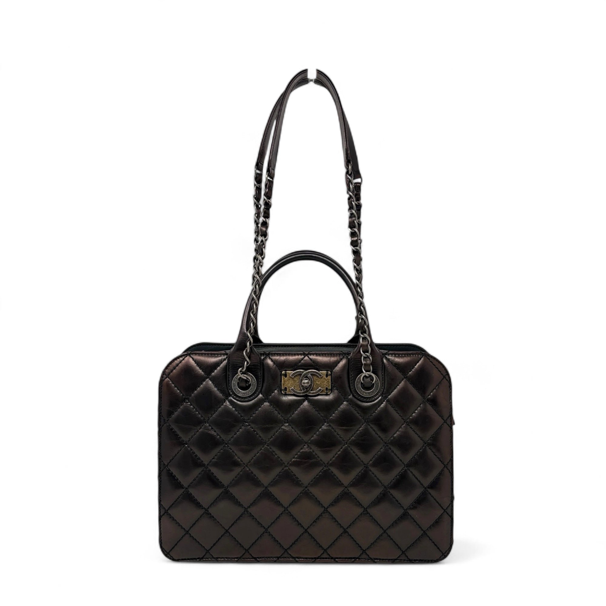 Chanel Metallic Brown Leather Shopping Tote Bag for Women - Luxury Designer Handbag for Work, Travel & Everyday Use