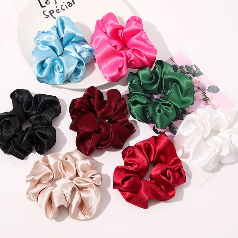 EPARTY - 24 Pack Satin Silk Scrunchies for Women & Girls, Soft Elastic Hair Bands, Ponytail Holders, Hair Ropes, All-Match Hair Accessories - Perfect for School, Work, Gym, Parties & Everyday Styling