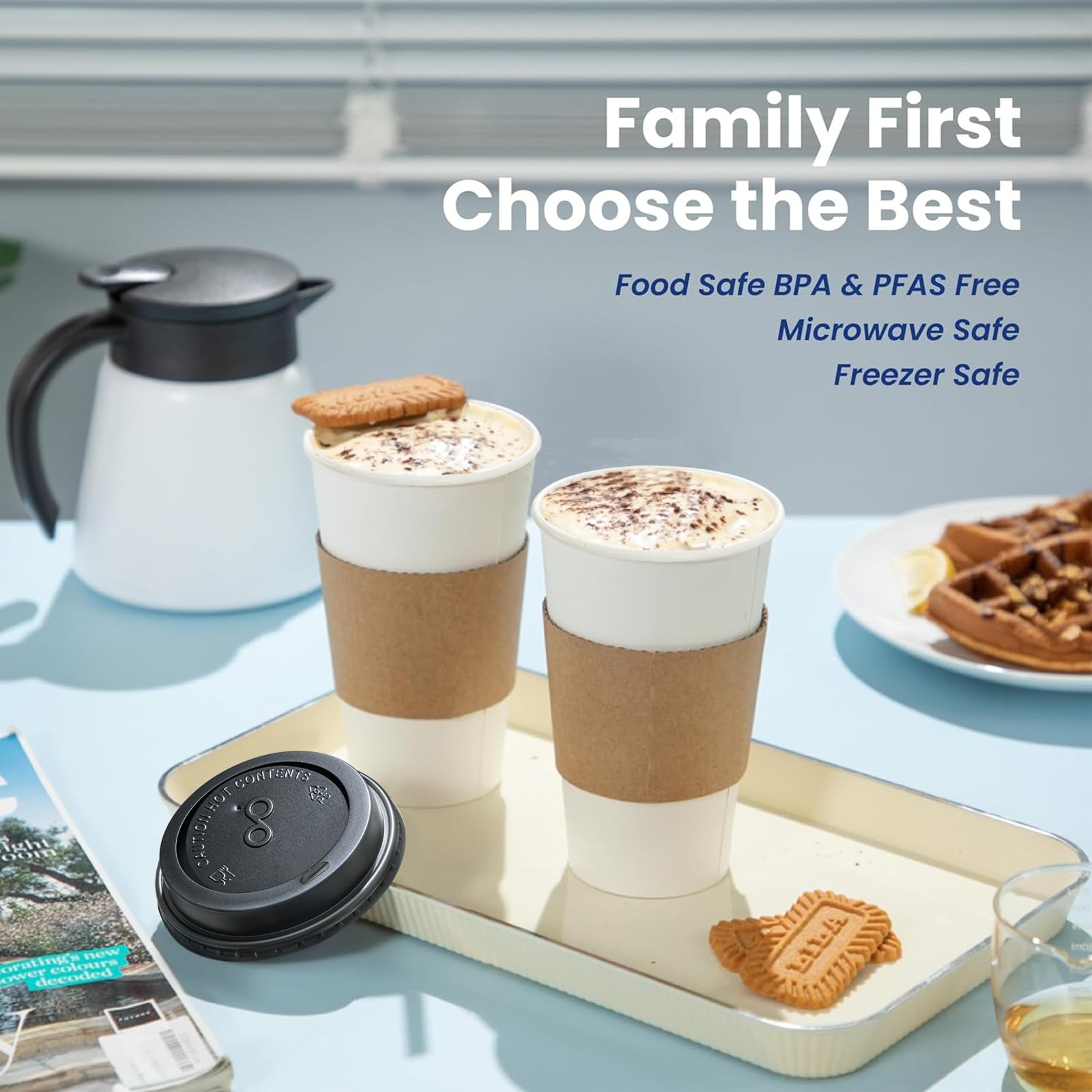 500 Pack 16oz Disposable Coffee Cups with Lids & Sleeves - Leak Proof To-Go Paper Cups for Hot Beverages | Durable Eco-Friendly Coffee Cups for Home, Office, Cafes & Parties | Perfect for Morning Coffee, Office Breaks & Social Gatherings