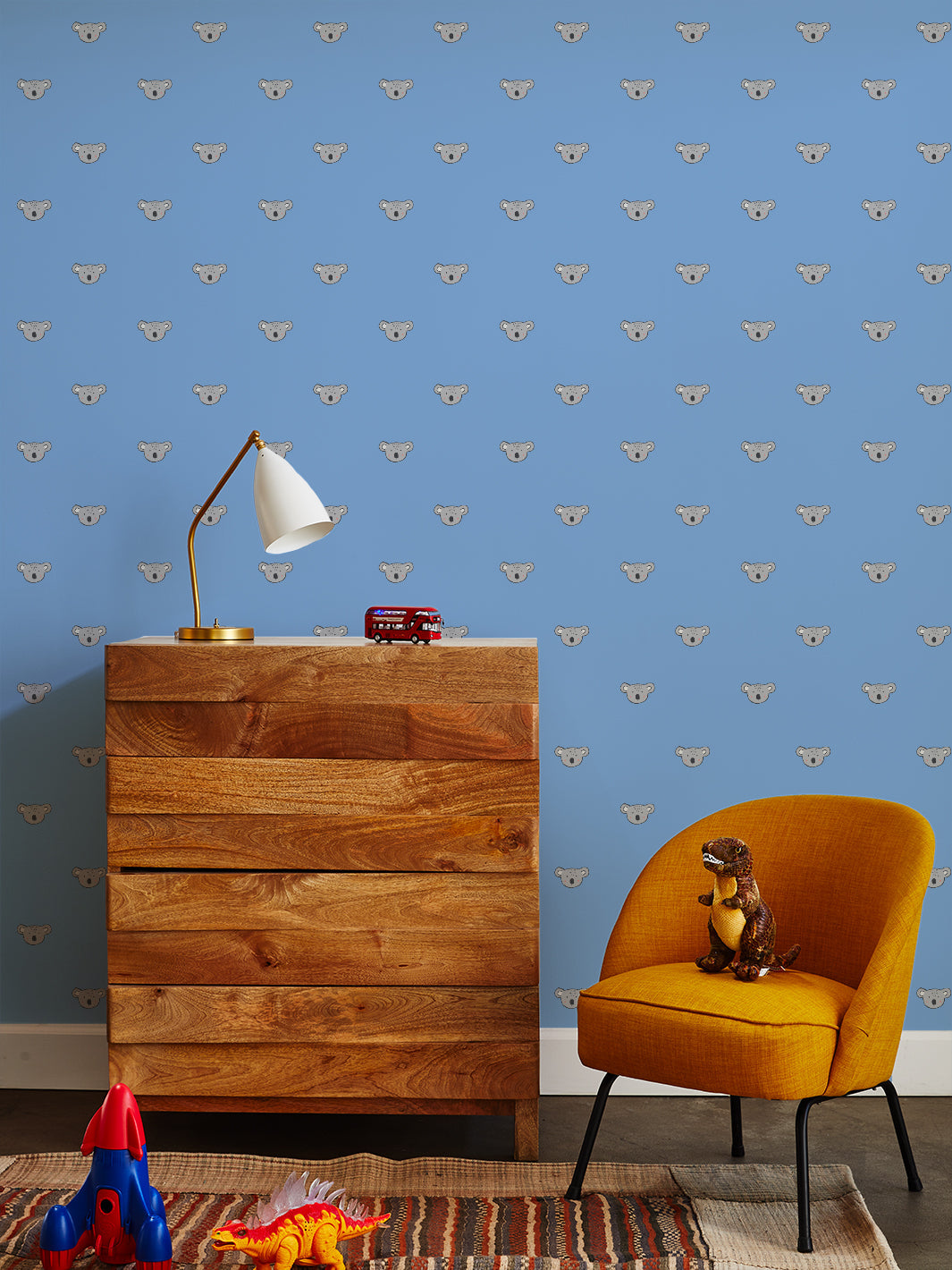 Koala Wallpaper by Tea Collection - Premium Denim Wallpaper for Nursery, Kids Room & Home Decor