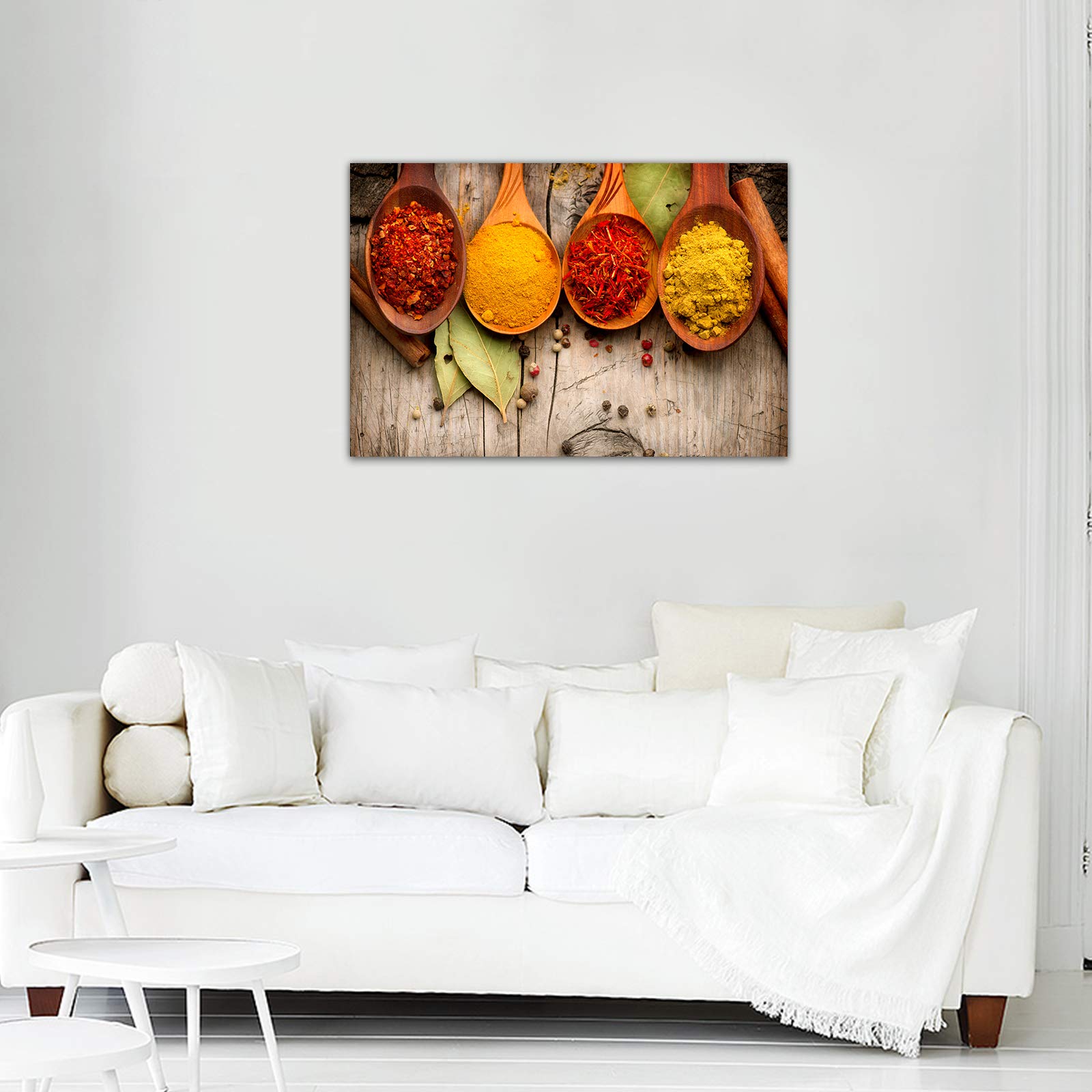 Vibrant Spices & Spoons Kitchen Wall Art - Modern 32x48 Inch Canvas Painting for Dining Room Decor | Perfect for Farmhouse, Apartment & Restaurant Kitchen Wall Decoration