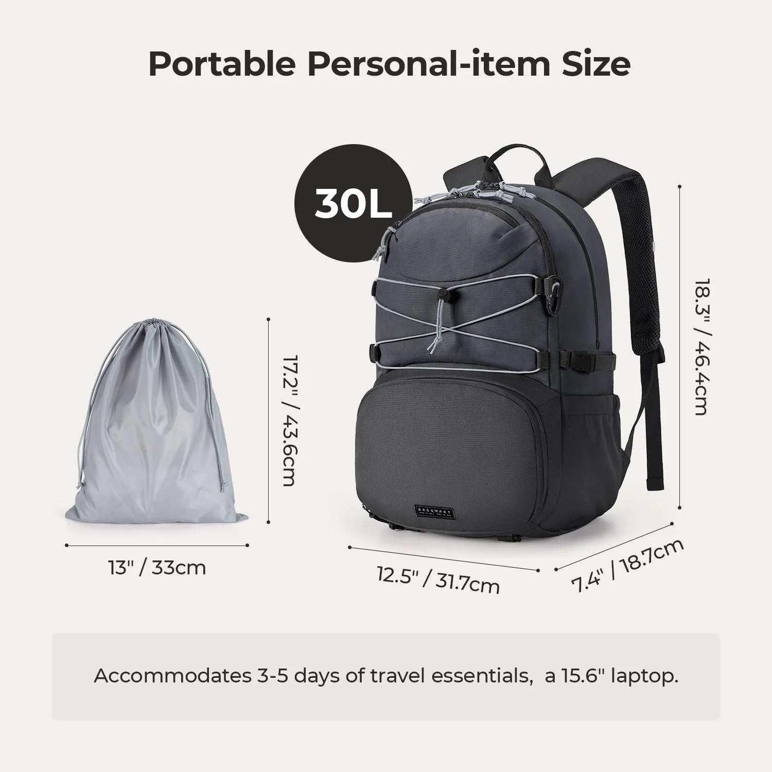 30L Waterproof Gym Backpack for Men & Women - Lightweight Sports Backpack for Workout, Running, Hiking & Travel - Durable Fitness Backpack with USB Charging Port