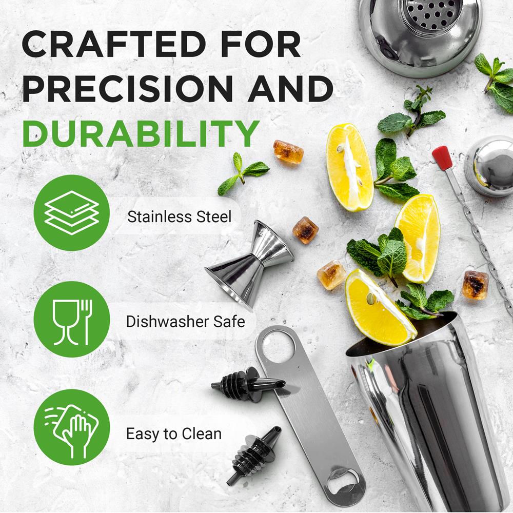 Premium 7-Piece Professional Bartender Kit - Stainless Steel Cocktail Shaker Set with Bar Tools for Home & Mixology | Perfect for Parties, Weddings & Home Bars