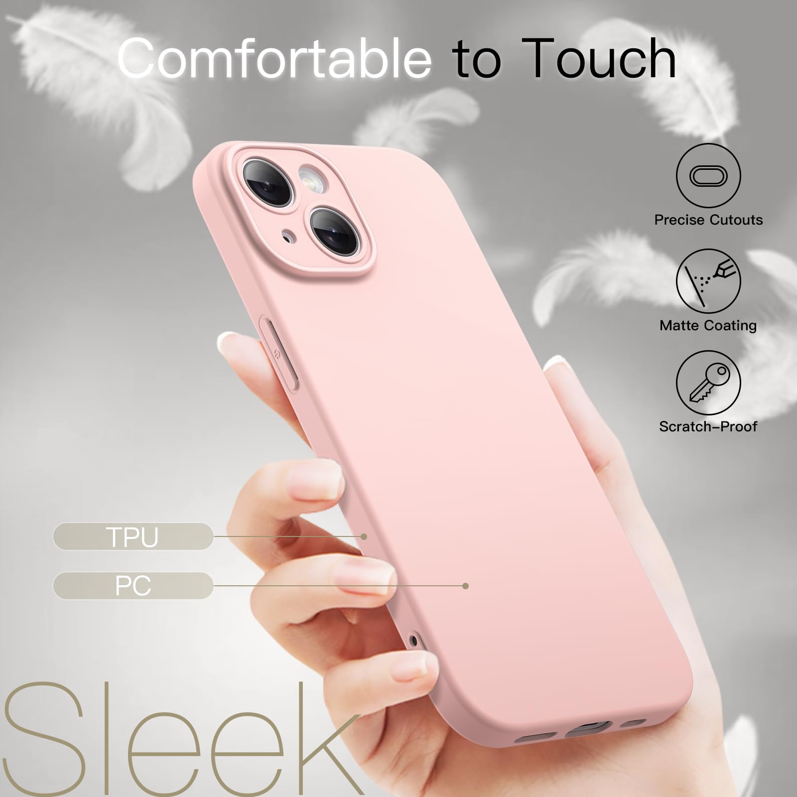 JETech Ultra-Thin Slim Case for iPhone 15 Plus 6.7-Inch - Matte Finish Minimalist Protective Cover with Full Camera Lens Protection (Pink) | Lightweight & Durable Phone Case for Everyday Use, Work, and Travel