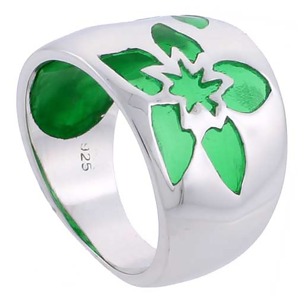 Sterling Silver Floral Resin Ring for Women - Assorted Colors, Sizes 6-10 - Elegant Handmade Jewelry for Everyday Wear, Gift Giving & Special Occasions