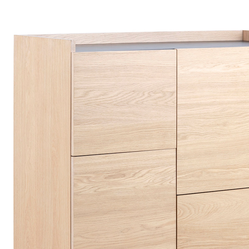 BROGAN 100cm Tall Sideboard Buffet Cabinet - Natural Wood Finish for Dining Room, Living Room & Entryway Storage