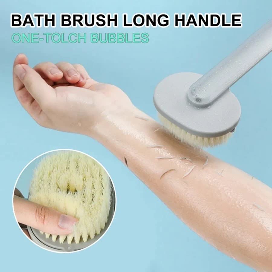 HARI ENTERPRISES Long Handle Bath Brush with Removable Scrubber - Back Scrubber for Shower Gel Storage | Exfoliating Body Brush for Men & Women - Perfect for Deep Cleansing and Back Washing in Shower or Bathtub