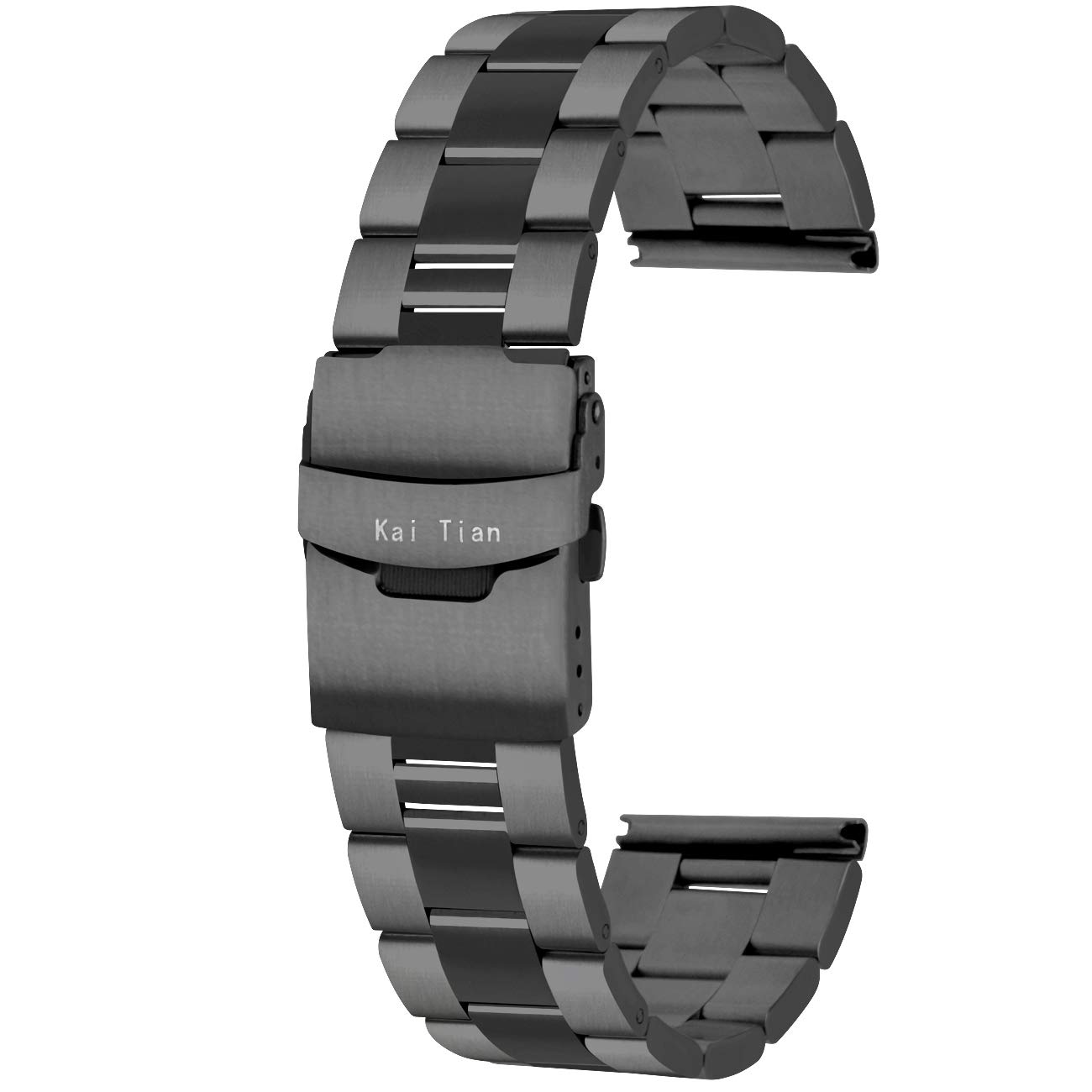 Stainless Steel Tapered Watch Band 20mm 22mm 24mm Brushed & Polished Metal Watch Straps for Men & Women - Black Silver Replacement Band for Casual, Dress & Everyday Wear
