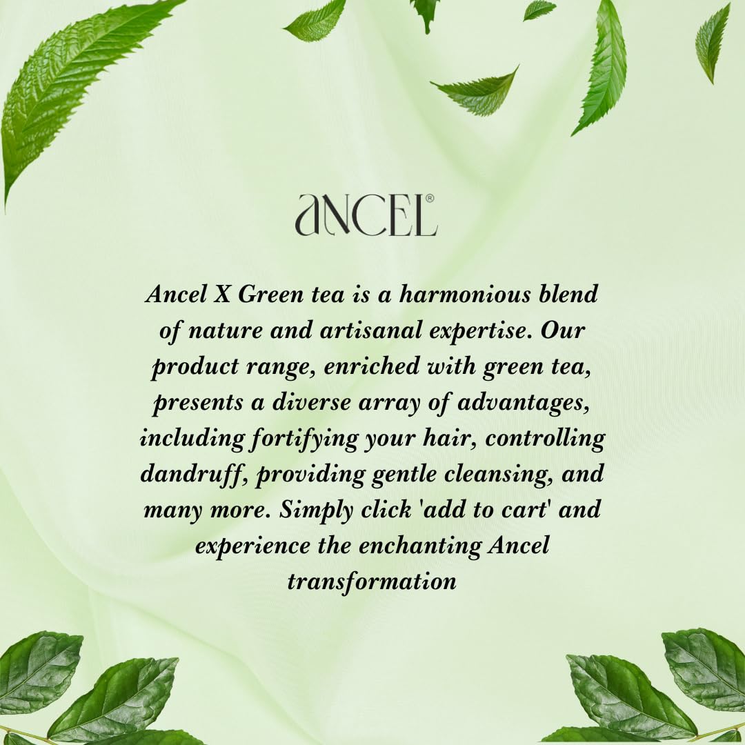 Ancel Green Tea Conditioner with Natural Extracts 300ml - Tea Tree Oil, Rosebay, Almond Oil & Shea Butter for Deep Cleansing & Dandruff Control - Hydrating Hair Care for Men & Women - Perfect for Daily Use & Scalp Refreshment