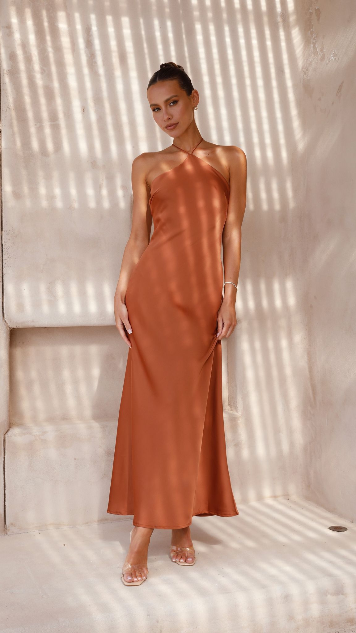 Chiara Maxi Dress in Copper - Elegant Long Flowy Dress for Women, Perfect for Weddings, Parties & Summer Outfits