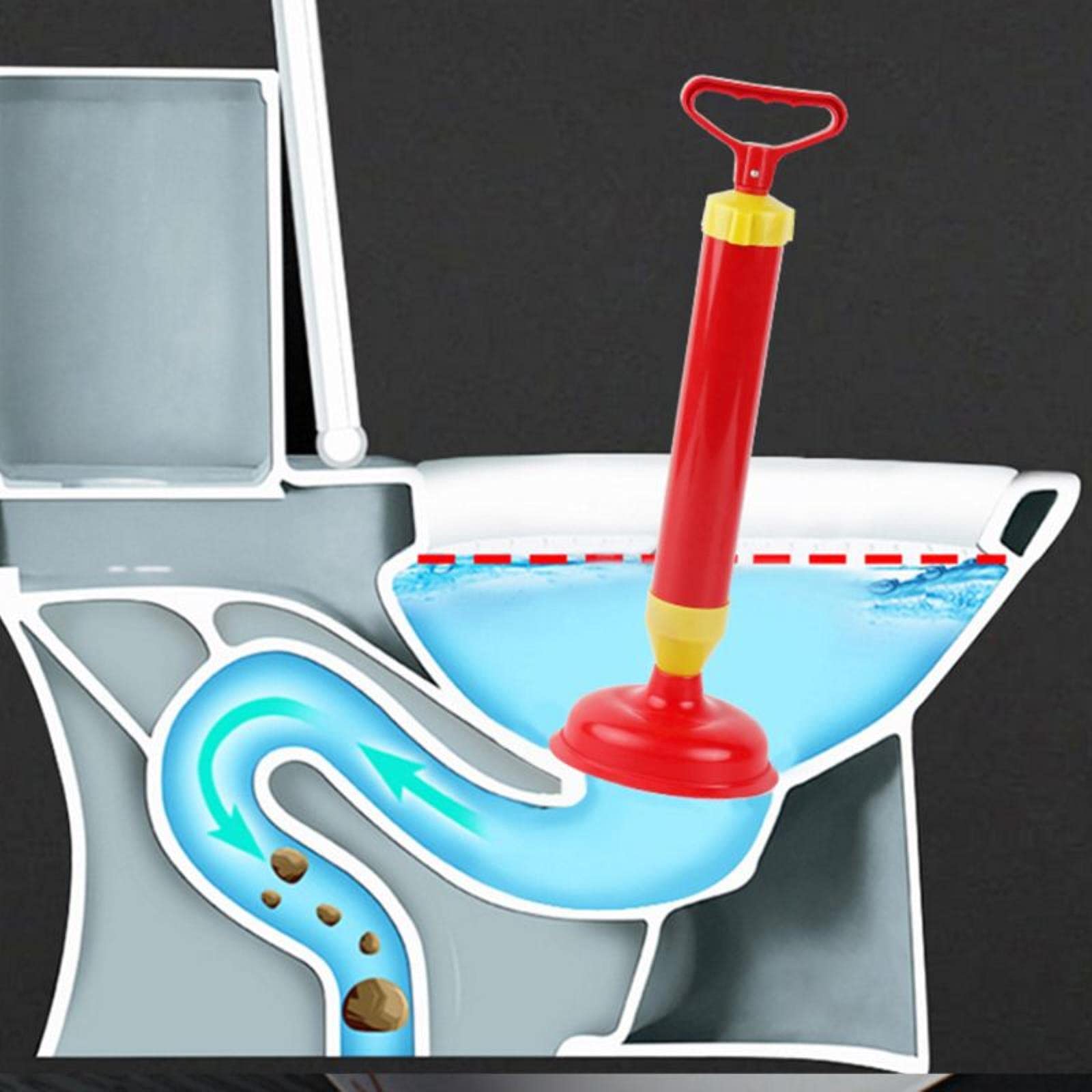 **Powerful Bathroom Clog Cleaner - Heavy Duty Toilet, Sink & Drain Blaster with Air Pump & Suction Cup - Unclog Pipes Fast - Ideal for Homes, Hotels & Commercial Use**