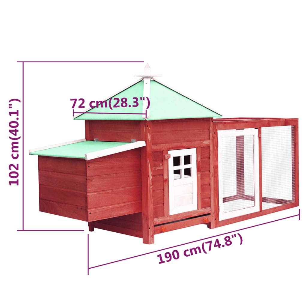 Weatherproof Outdoor Chicken Coop with Nest Box - 74.8