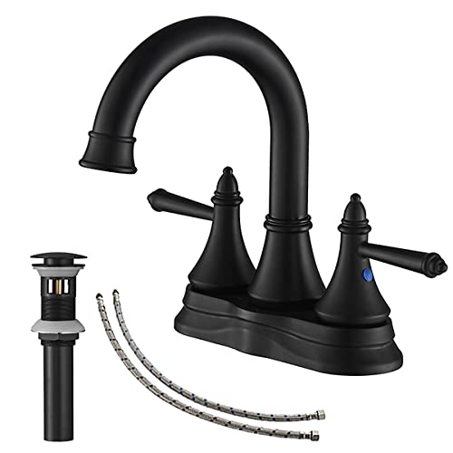 Matte Black Bathroom Sink Faucet 3 Hole Centerset for Vanity RV