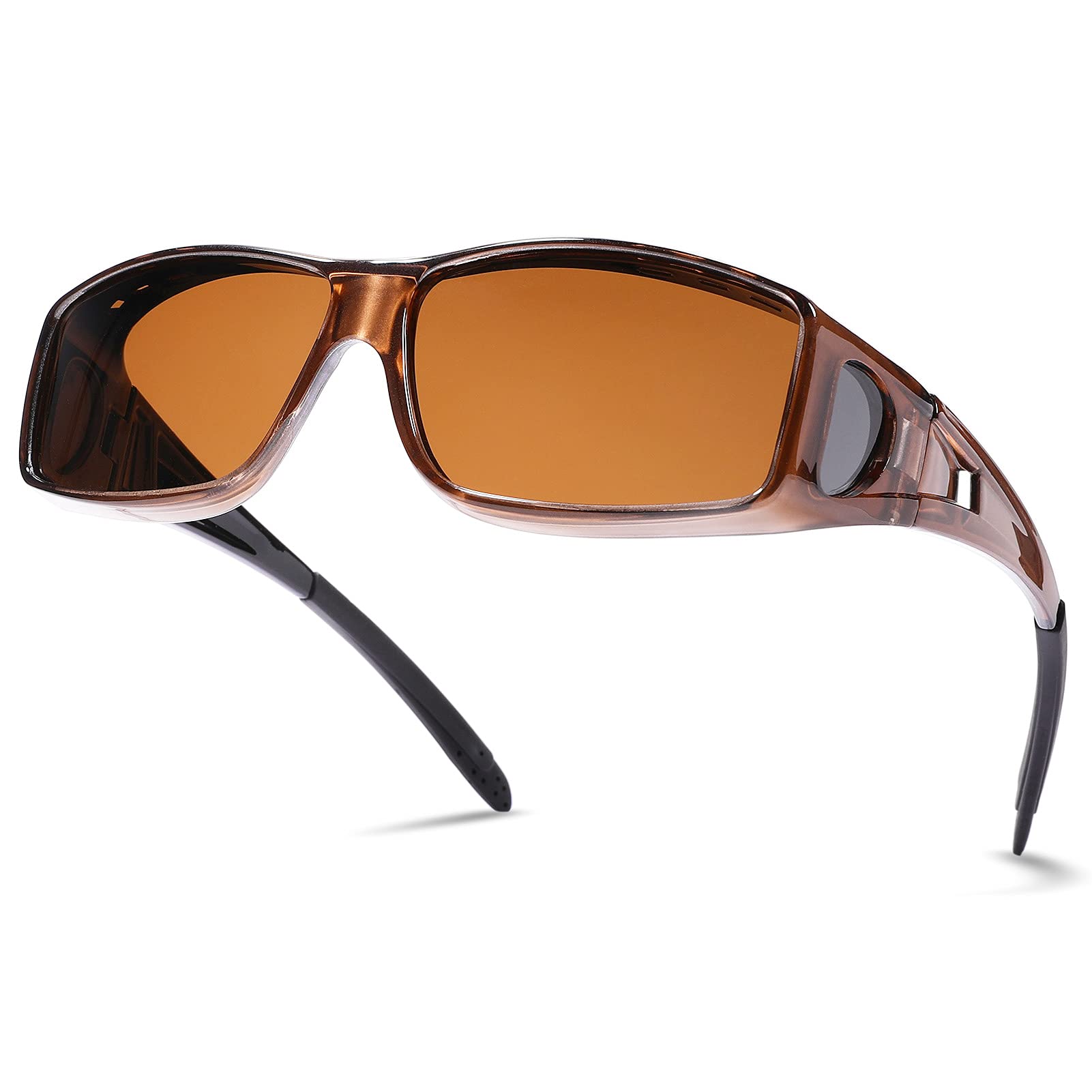 NULOOQ Polarized Sunglasses Fit Over Prescription Glasses - UV Protection Wrap Around Sunglasses for Men & Women - Perfect for Driving, Outdoor Sports & Daily Wear